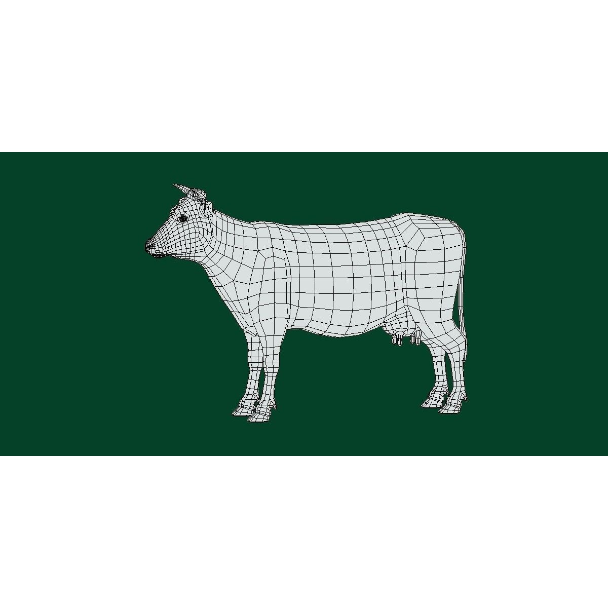 Domestic Cattle Oxen 3D Model – Low Poly Game Asset, FBX, PBR Textures - View 10