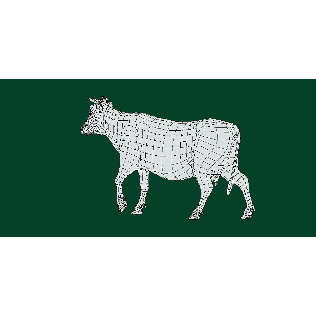 Domestic Cattle Oxen 3D Model – Low Poly Game Asset, FBX, PBR Textures - View 11