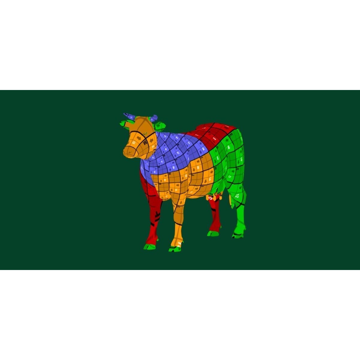 Domestic Cattle Oxen 3D Model – Low Poly Game Asset, FBX, PBR Textures - View 13