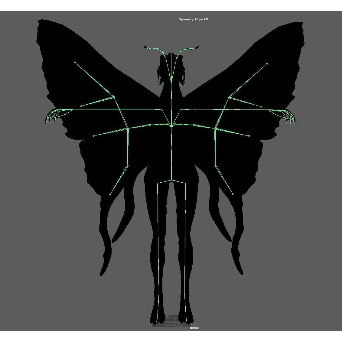 Butterfly Woman 3D Model – Low Poly Rigged Character with PBR Textures