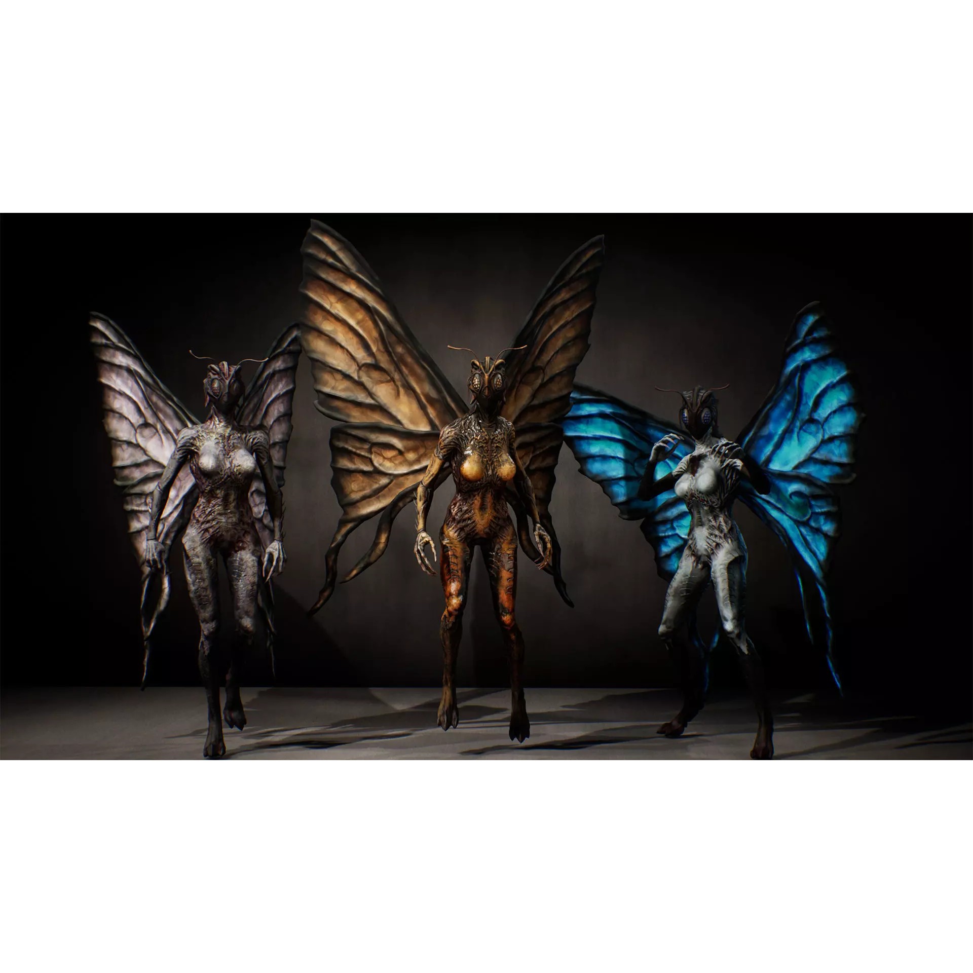 Butterfly Woman 3D Model – Low Poly Rigged Character with PBR Textures - View 2
