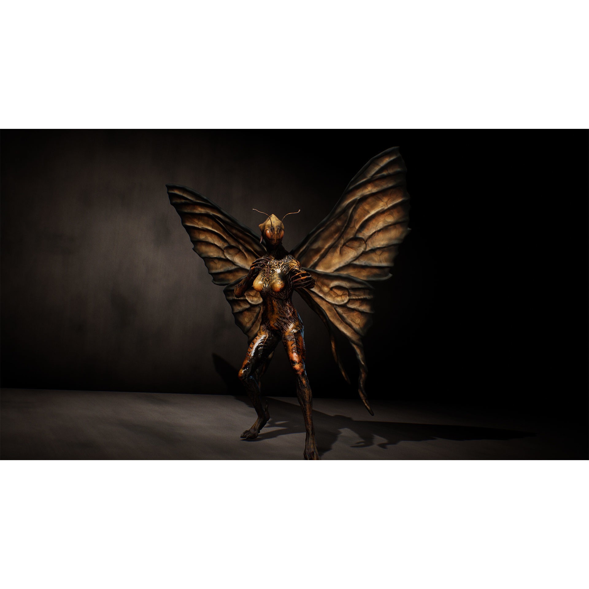 Butterfly Woman 3D Model – Low Poly Rigged Character with PBR Textures - View 5