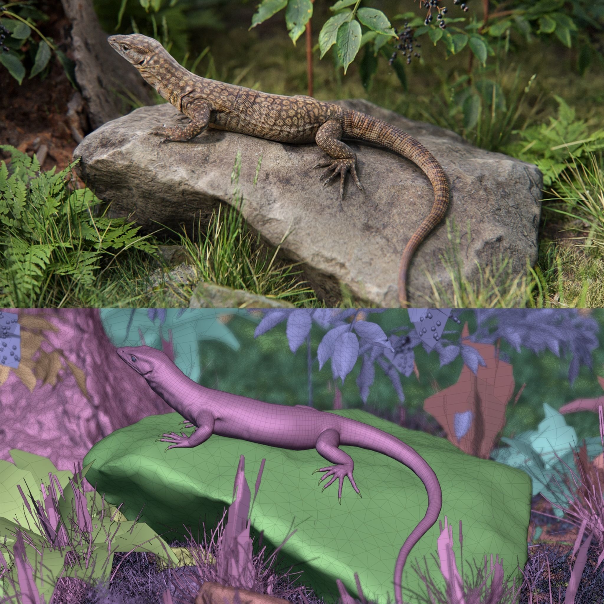 Ackie Monitor Lizard 3D Model – Realistic Rigged Animation, FBX - View 7