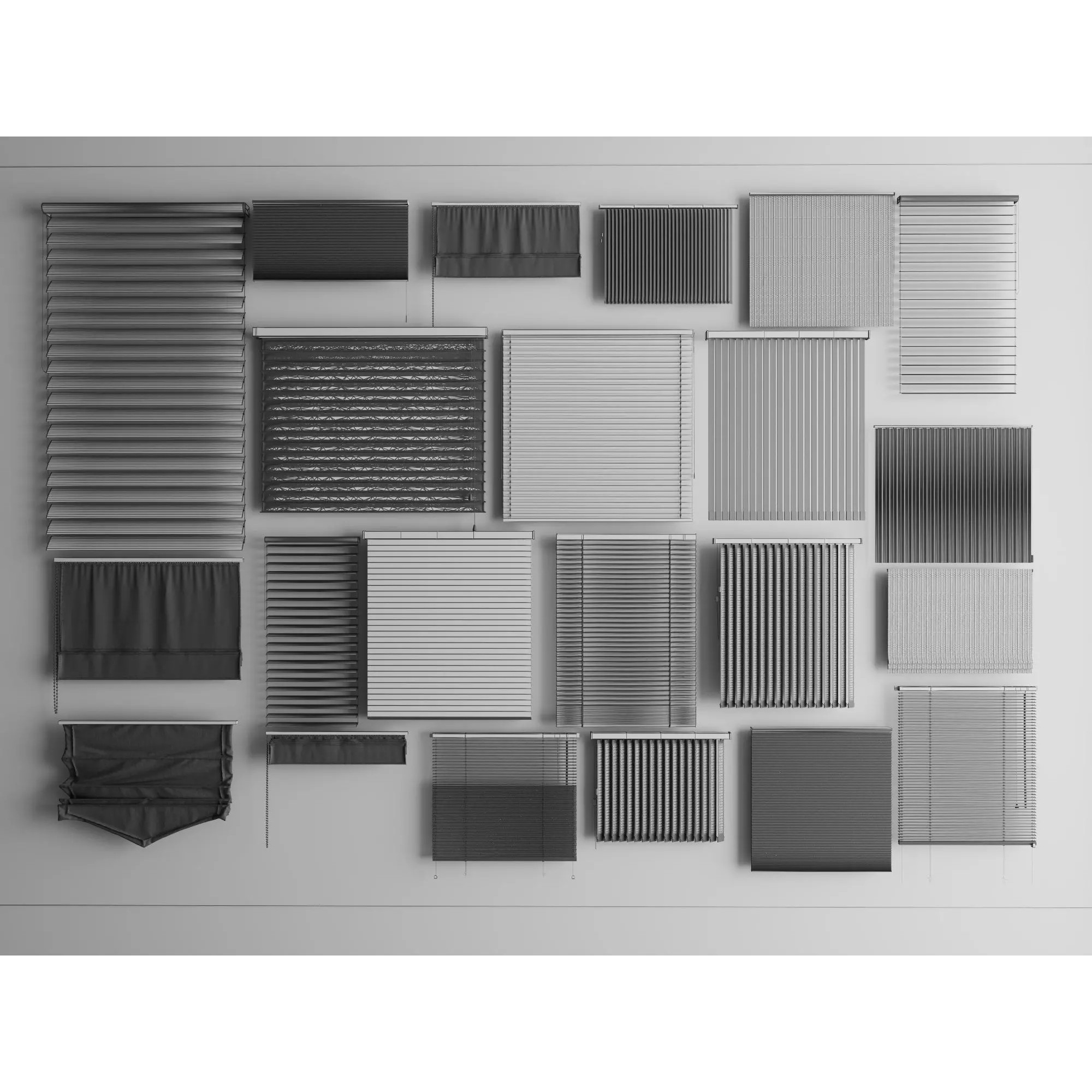 Modern Window Blinds Collection - Low-Poly 3D Model - View 10