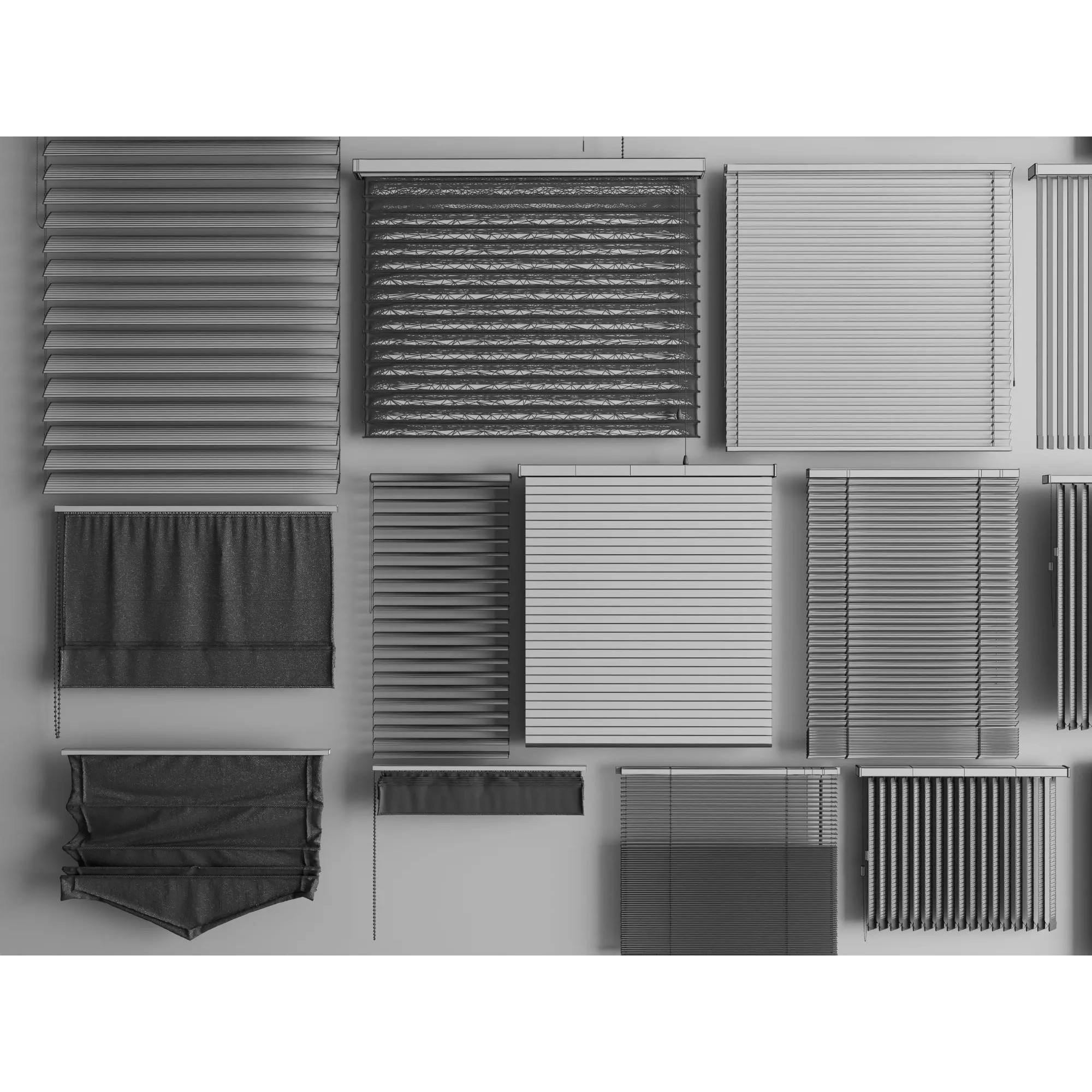 Modern Window Blinds Collection - Low-Poly 3D Model - View 11