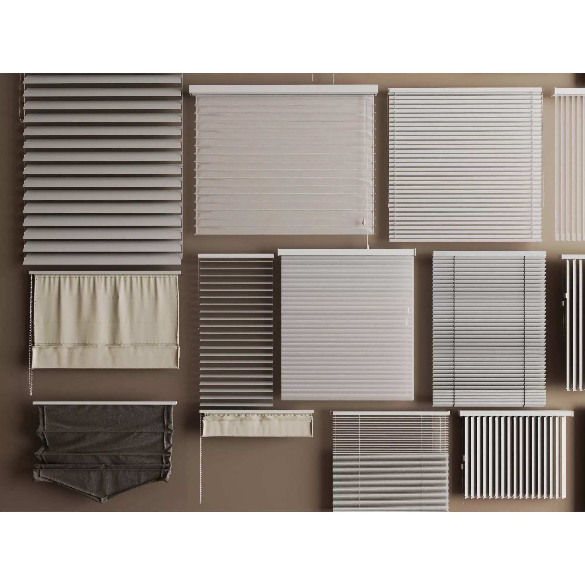 Modern Window Blinds Collection - Low-Poly 3D Model - View 4