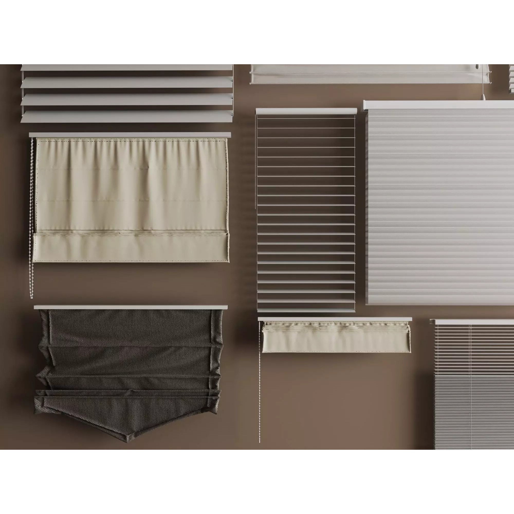 Modern Window Blinds Collection - Low-Poly 3D Model - View 7