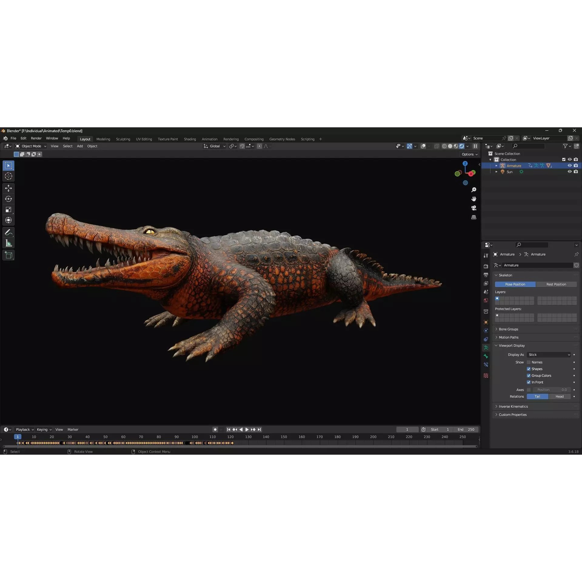 Crocodile 3D Model – Rigged Animated Creature with PBR Textures