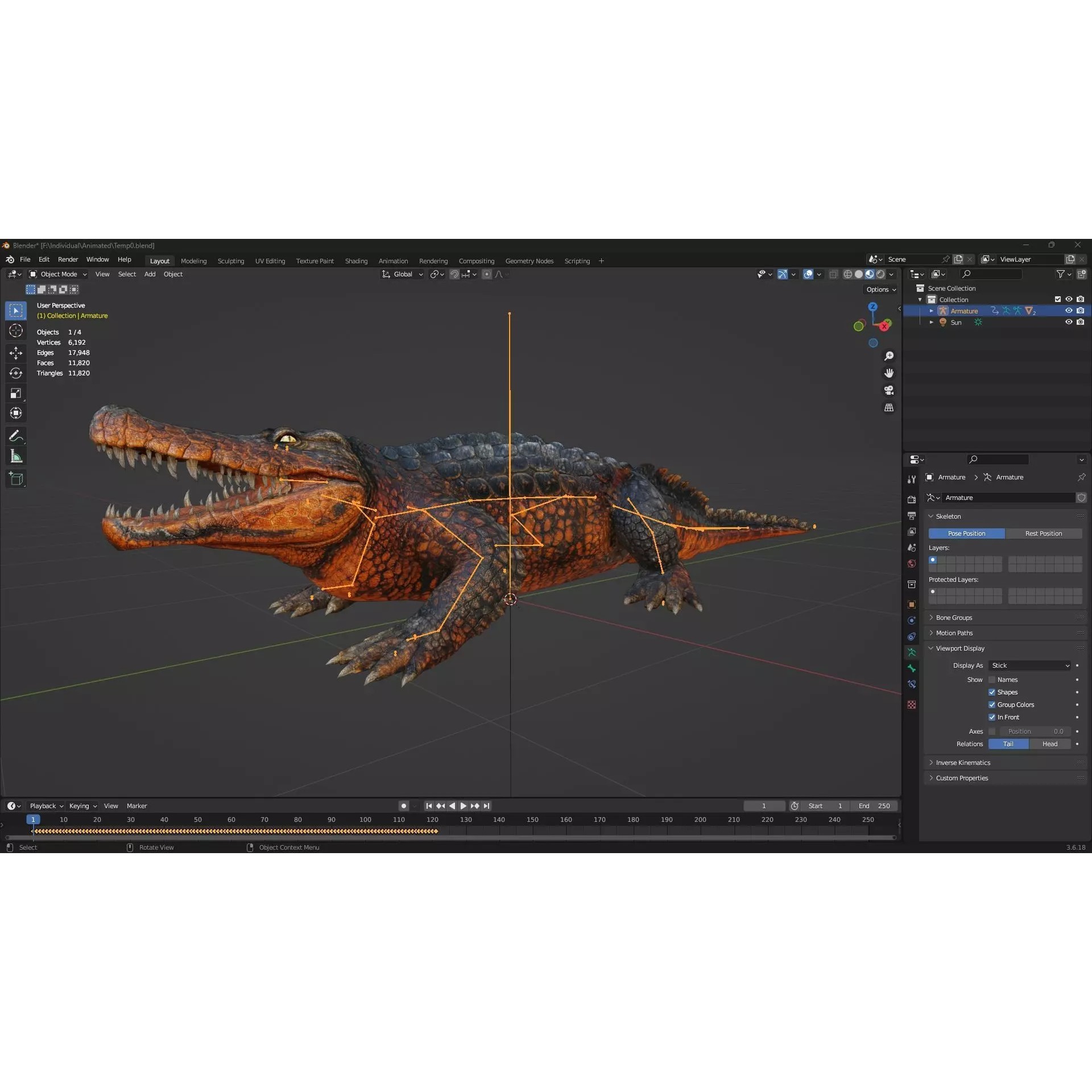 Crocodile 3D Model – Rigged Animated Creature with PBR Textures - View 20
