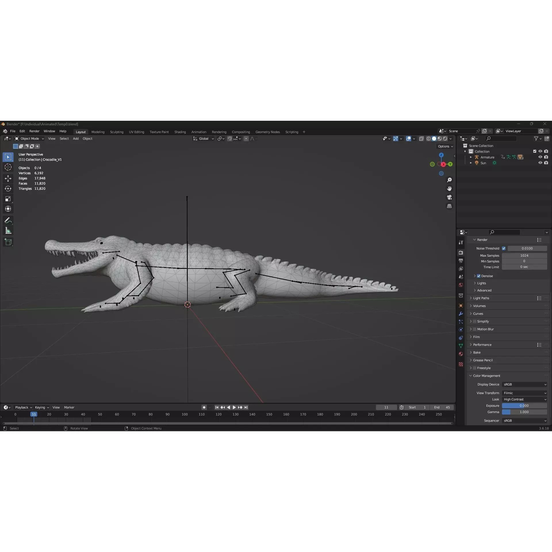 Crocodile 3D Model – Rigged Animated Creature with PBR Textures - View 21