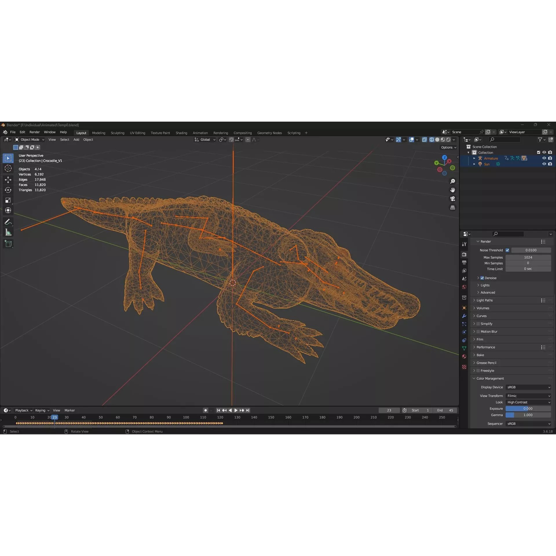 Crocodile 3D Model – Rigged Animated Creature with PBR Textures - View 22