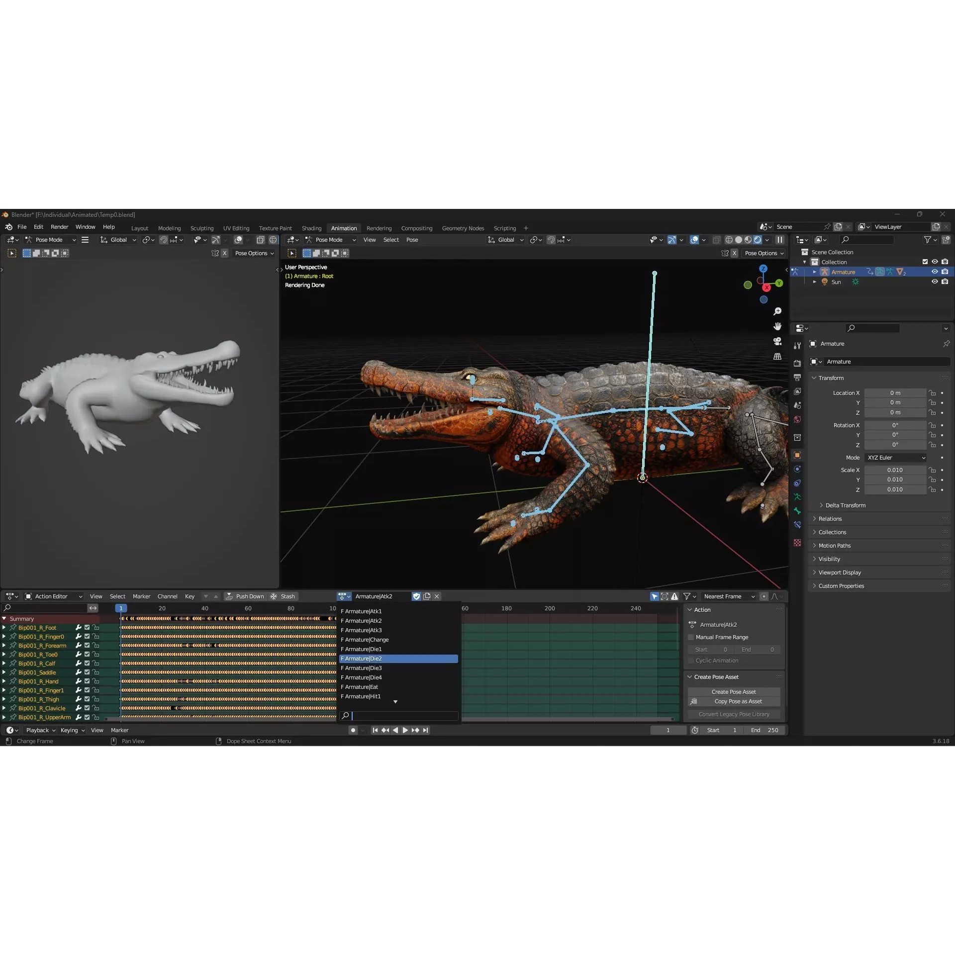 Crocodile 3D Model – Rigged Animated Creature with PBR Textures - View 23