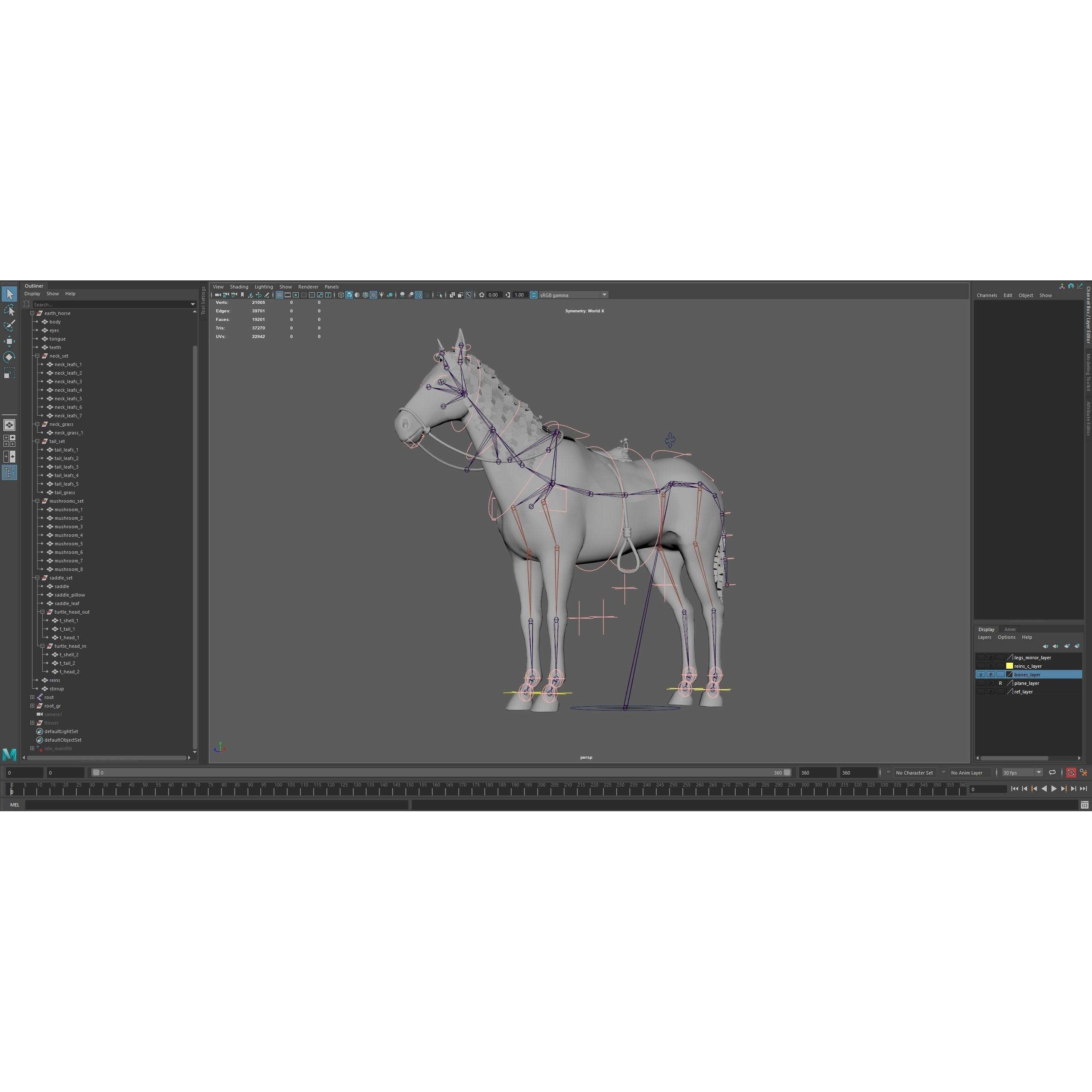 Earth Horse 3D Model – Low Poly Animated Rigged Asset for Games - View 11