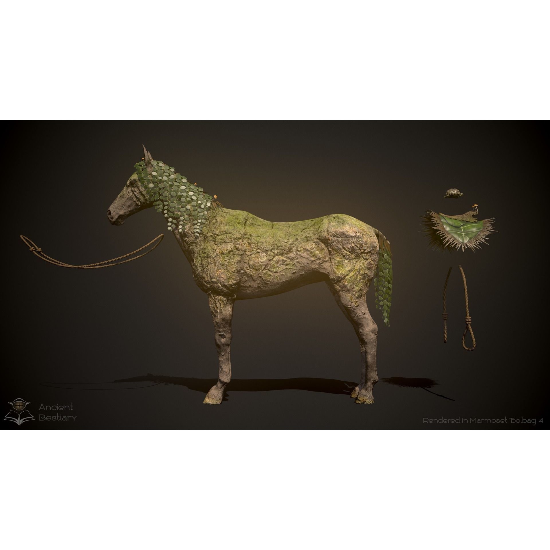 Earth Horse 3D Model – Low Poly Animated Rigged Asset for Games - View 9