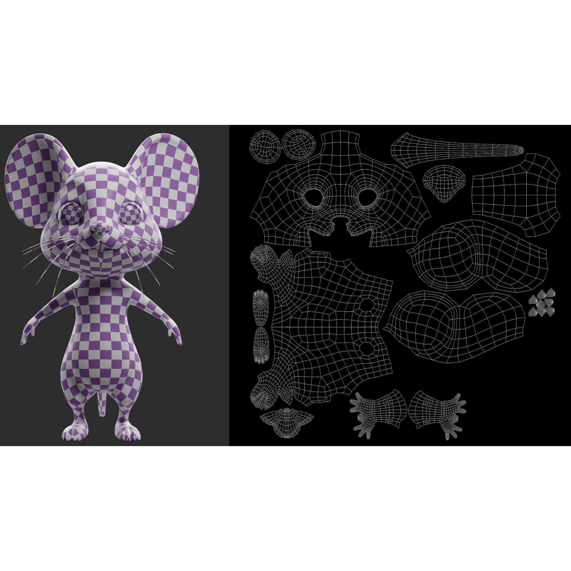 Cartoon Mouse 3D Model – Low Poly Basemesh for Animation, FBX, OBJ, Blender - View 7