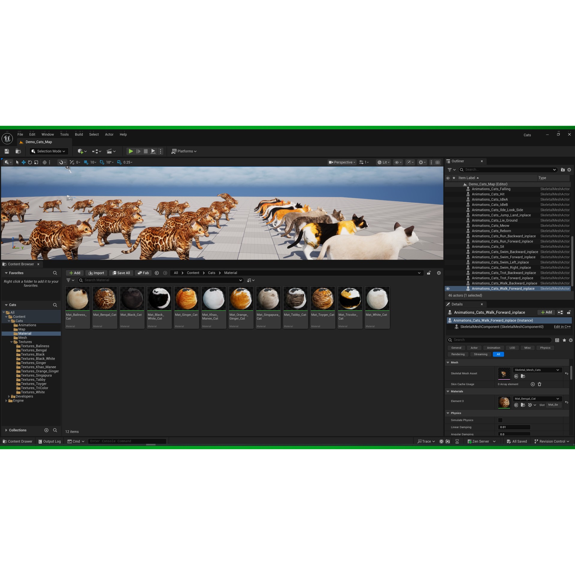 Cats 3D Model – Low Poly Game Ready with 27 Animations, FBX - View 12