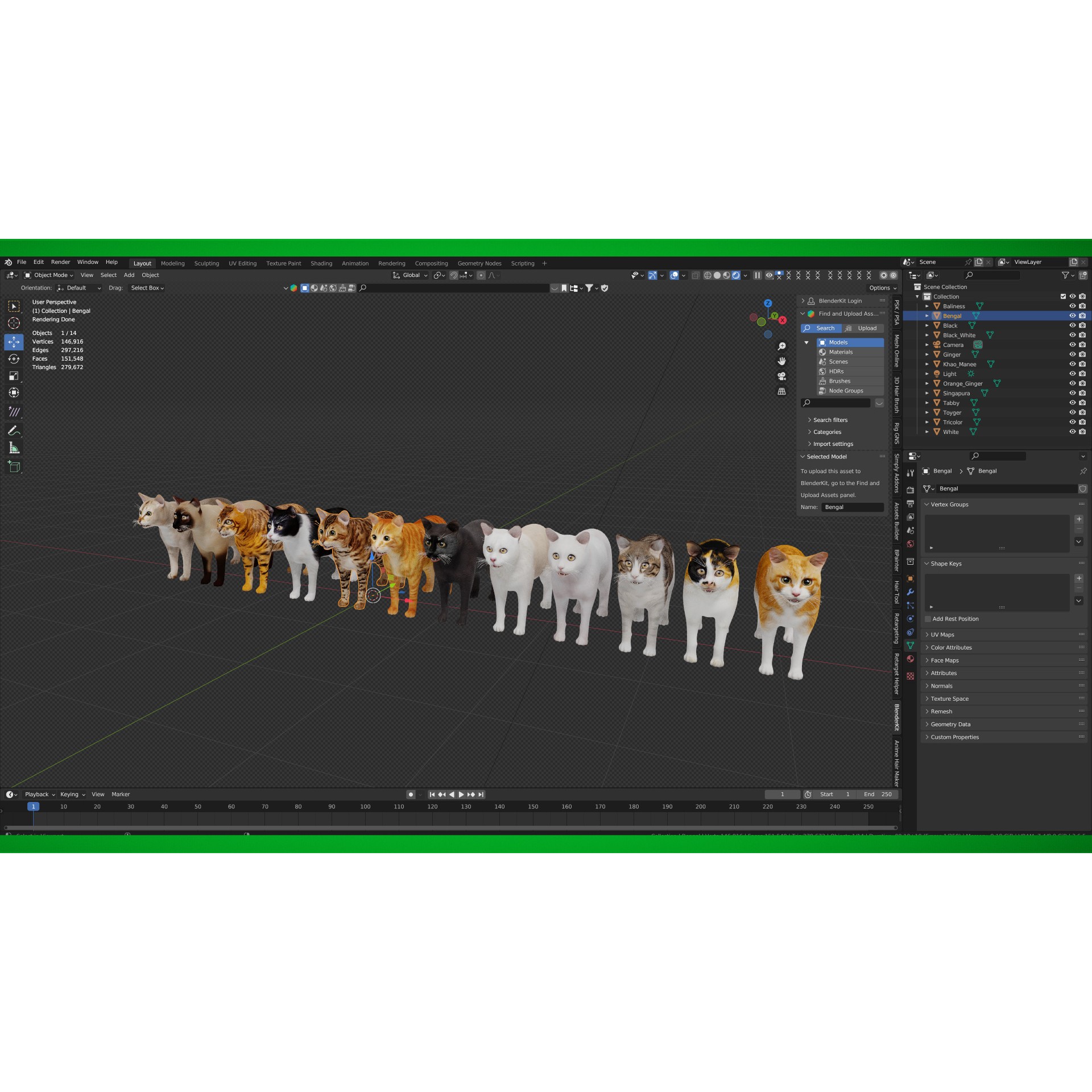 Cats 3D Model – Low Poly Game Ready with 27 Animations, FBX - View 5