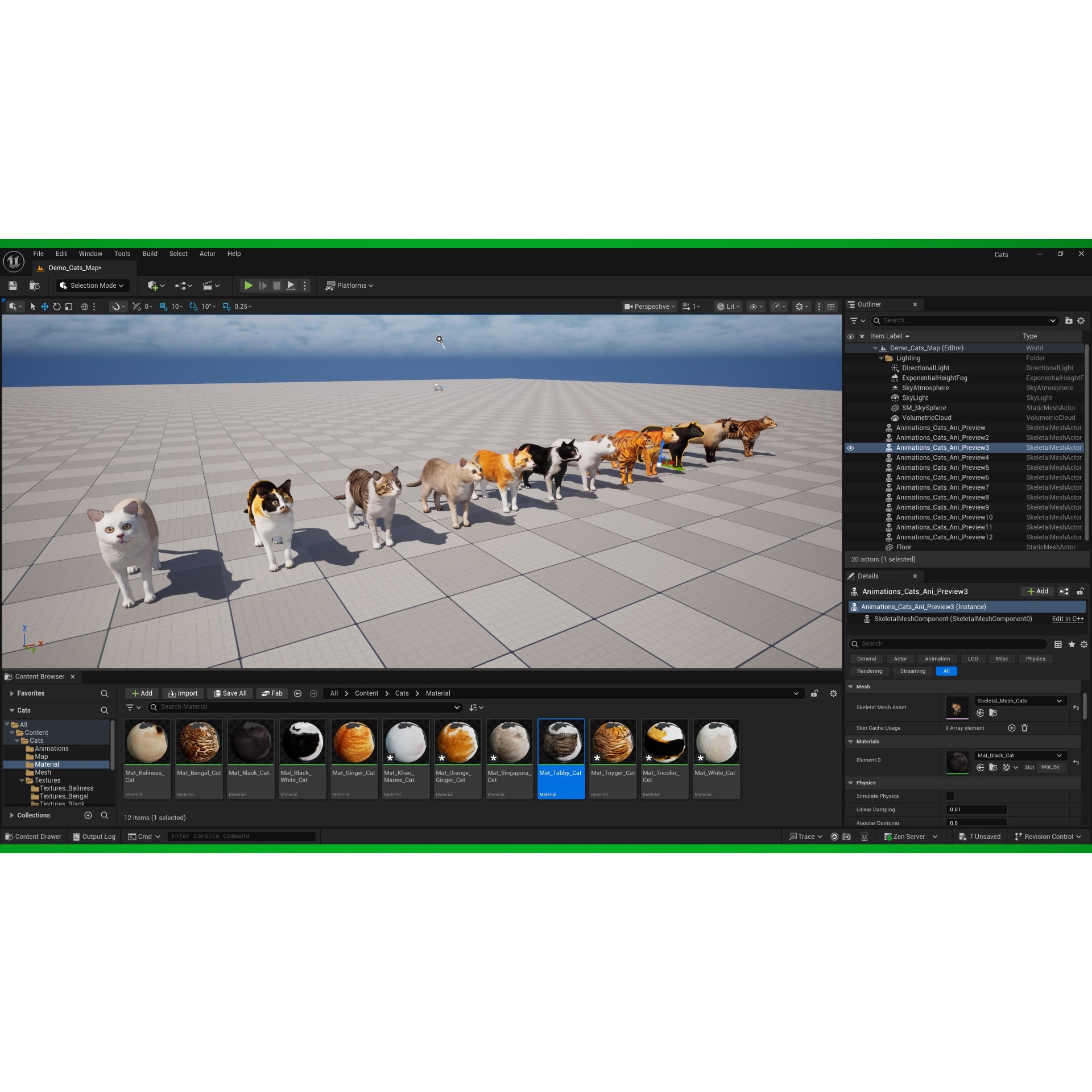 Cats 3D Model – Low Poly Game Ready with 27 Animations, FBX - View 7
