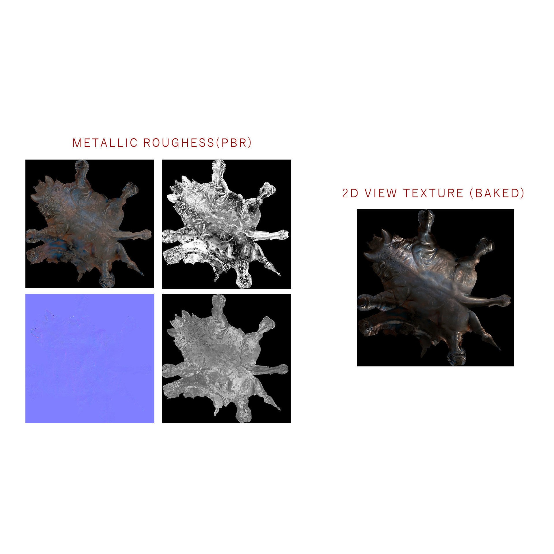 Bull Sculpture 3D Model – Low Poly Animal Asset, FBX, PBR