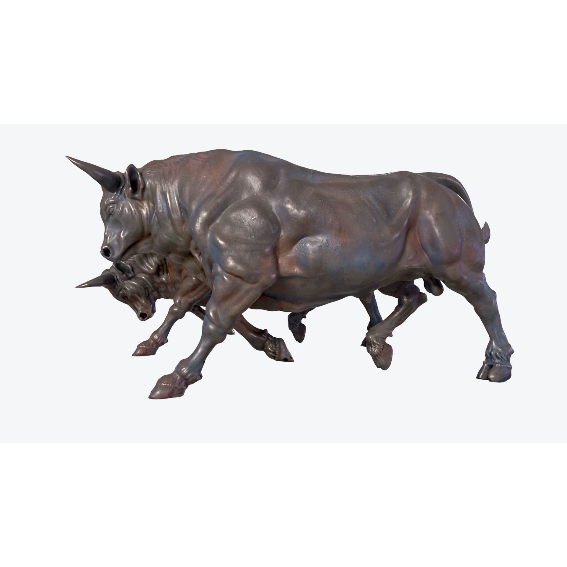 Bull Sculpture 3D Model – Low Poly Animal Asset, FBX, PBR - View 10