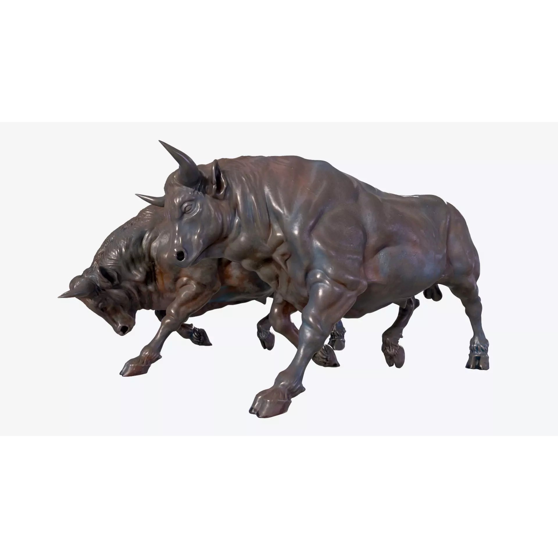 Bull Sculpture 3D Model – Low Poly Animal Asset, FBX, PBR - View 2