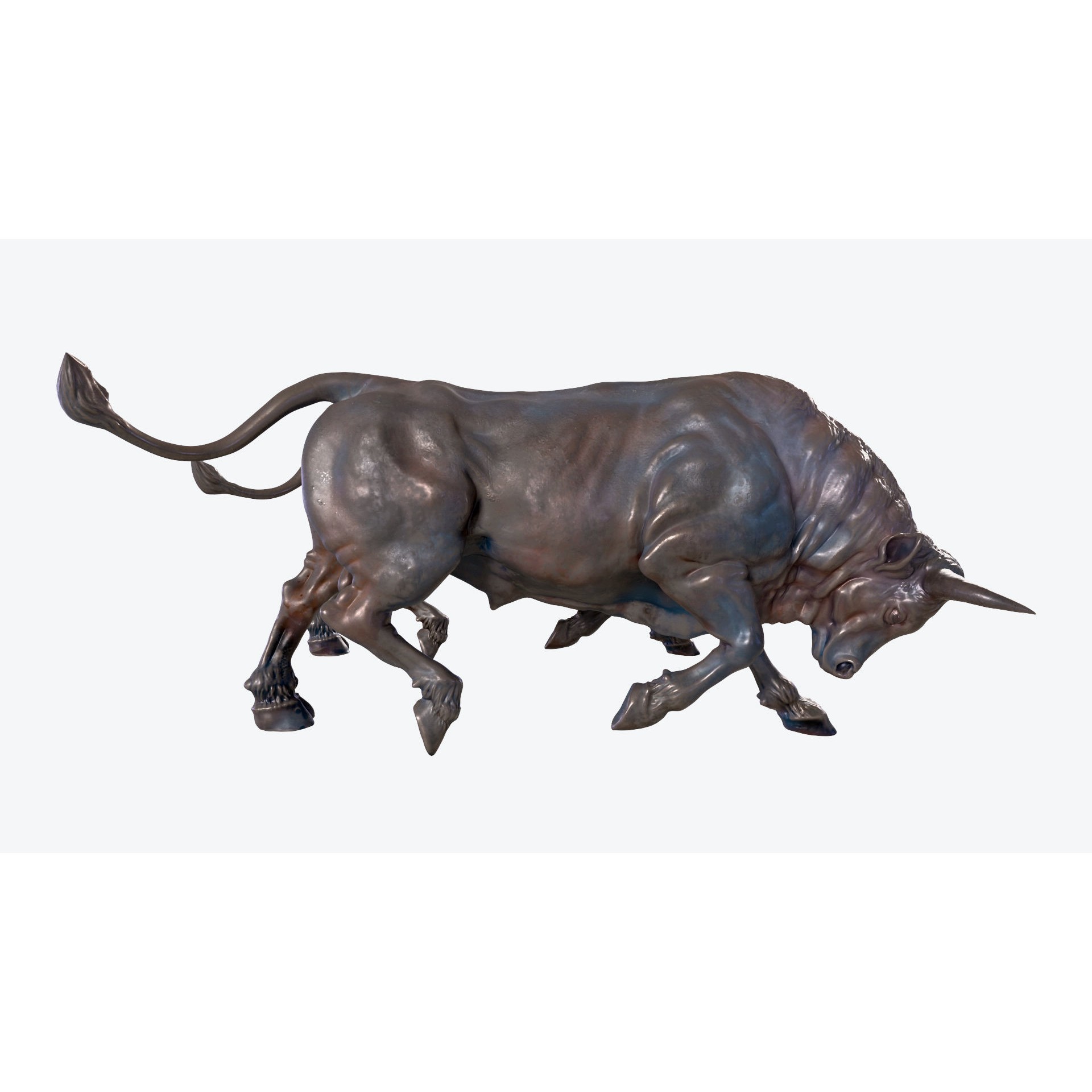 Bull Sculpture 3D Model – Low Poly Animal Asset, FBX, PBR - View 3