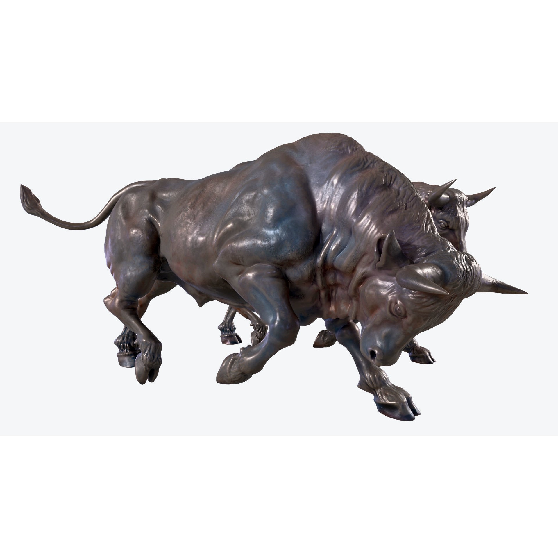Bull Sculpture 3D Model – Low Poly Animal Asset, FBX, PBR - View 4