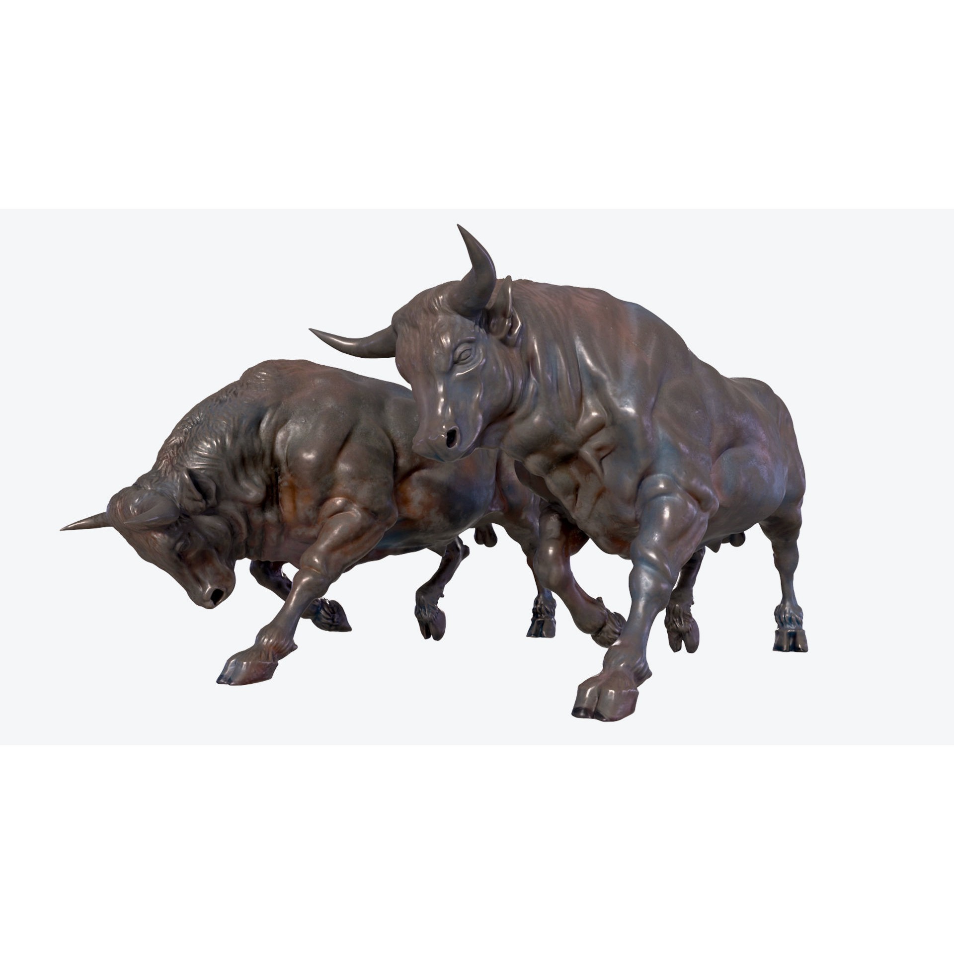 Bull Sculpture 3D Model – Low Poly Animal Asset, FBX, PBR - View 7