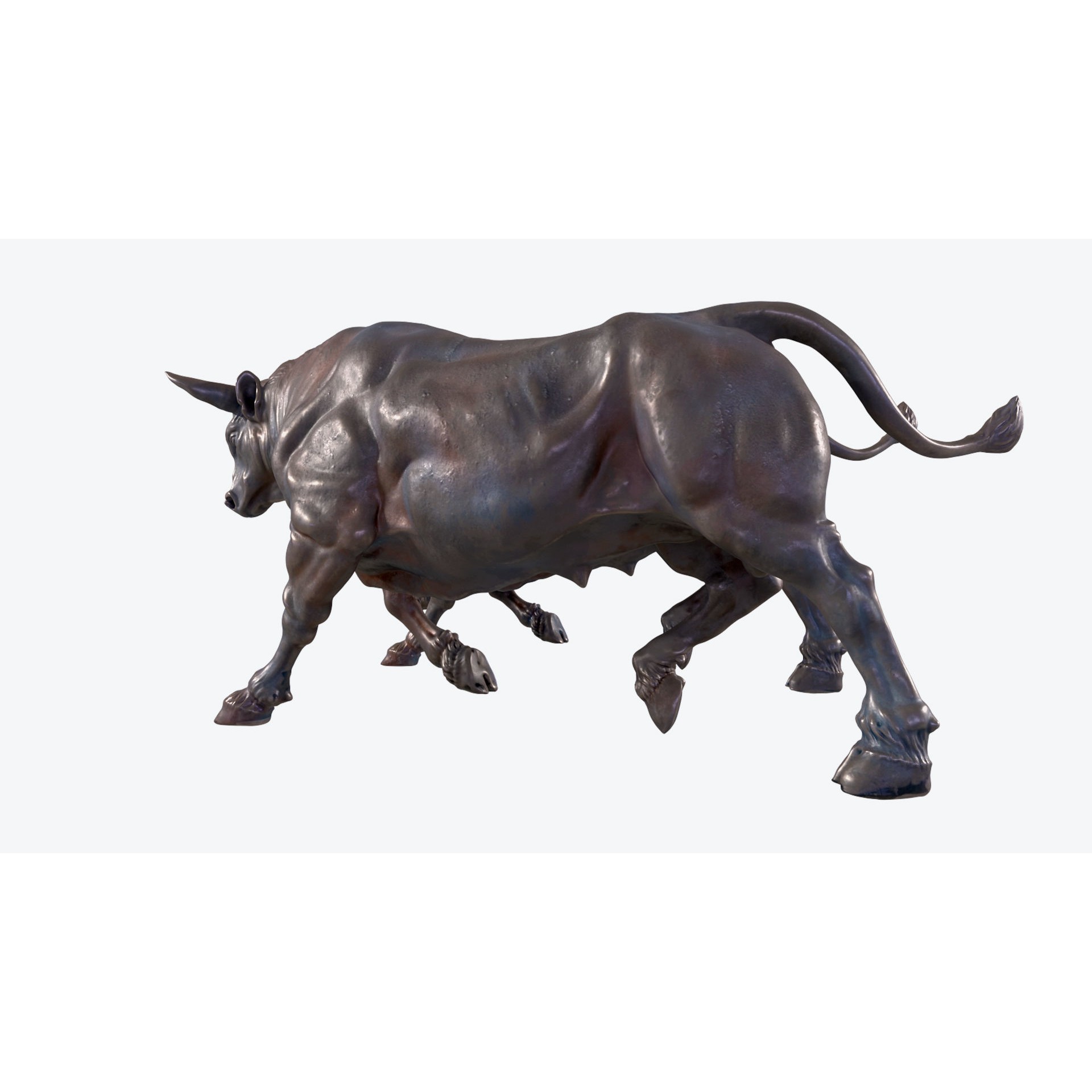 Bull Sculpture 3D Model – Low Poly Animal Asset, FBX, PBR - View 8