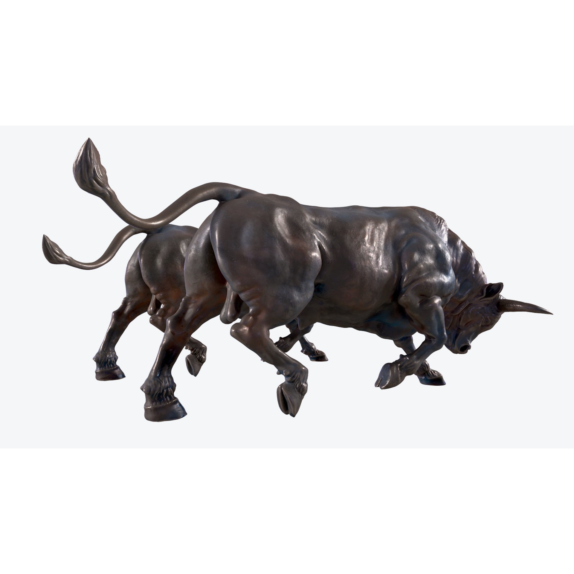 Bull Sculpture 3D Model – Low Poly Animal Asset, FBX, PBR - View 9