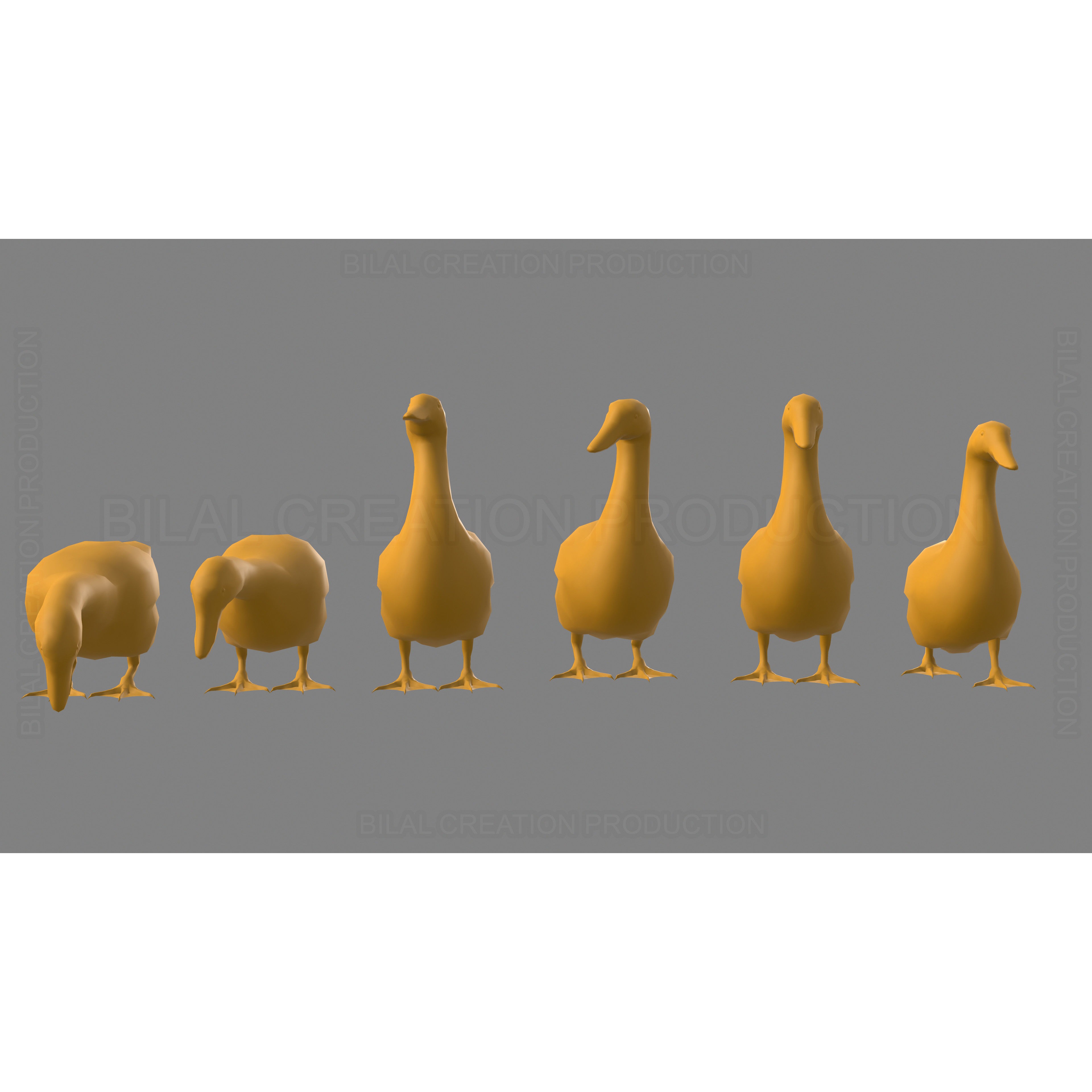 Duck 3D Model – Low Poly Rigged Animated Asset for Games - View 22