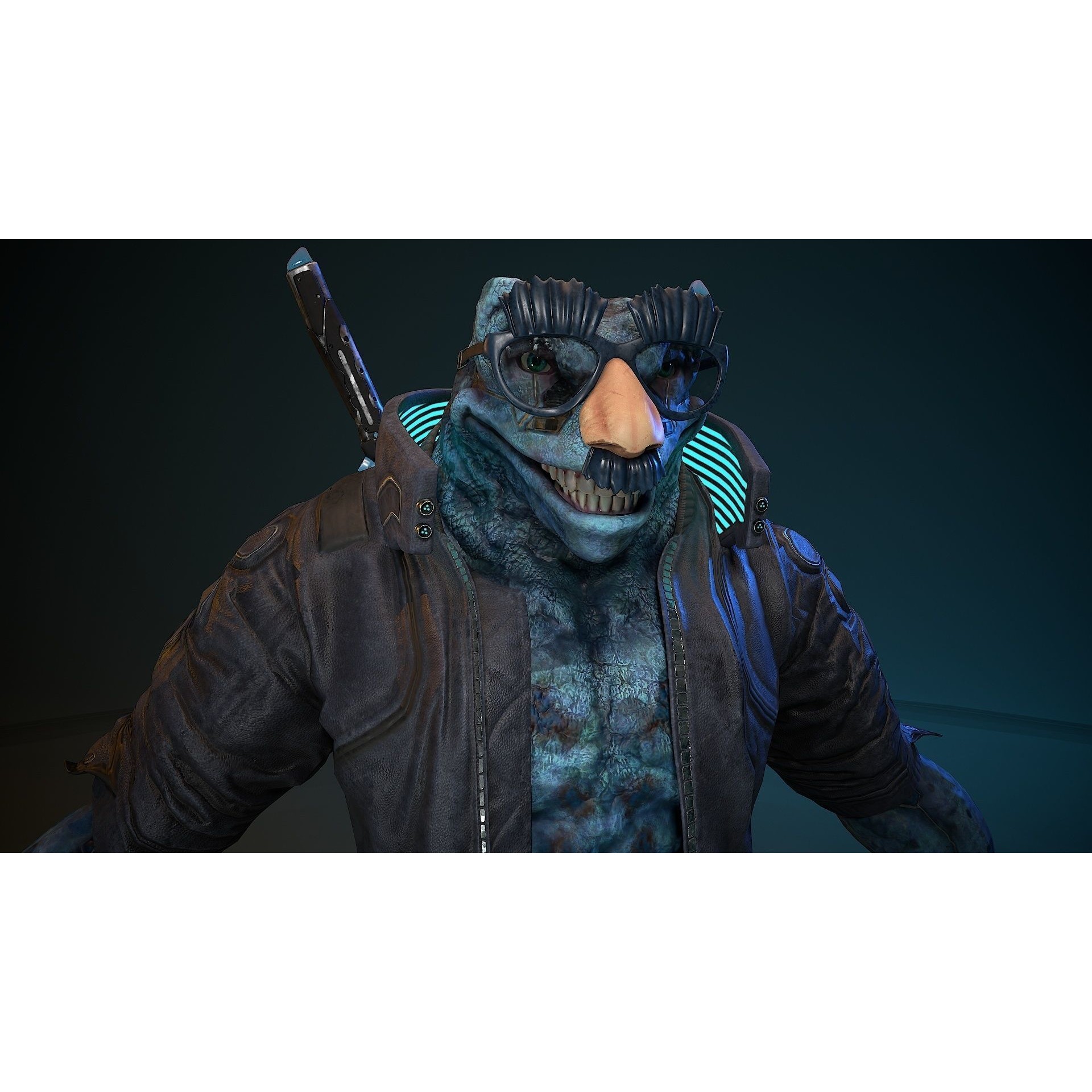 Cyberpunk Frog 3D Model – Low Poly Rigged Character, FBX - View 10