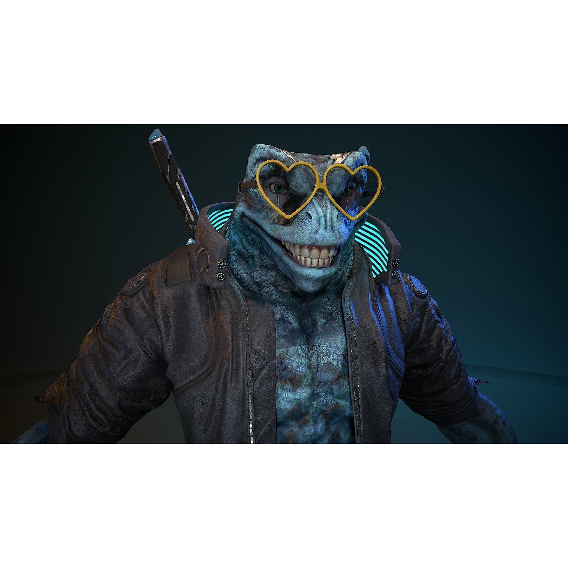 Cyberpunk Frog 3D Model – Low Poly Rigged Character, FBX - View 11
