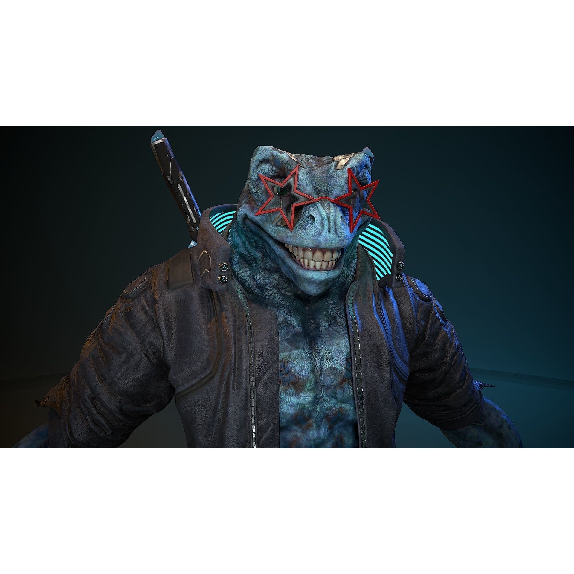 Cyberpunk Frog 3D Model – Low Poly Rigged Character, FBX - View 12