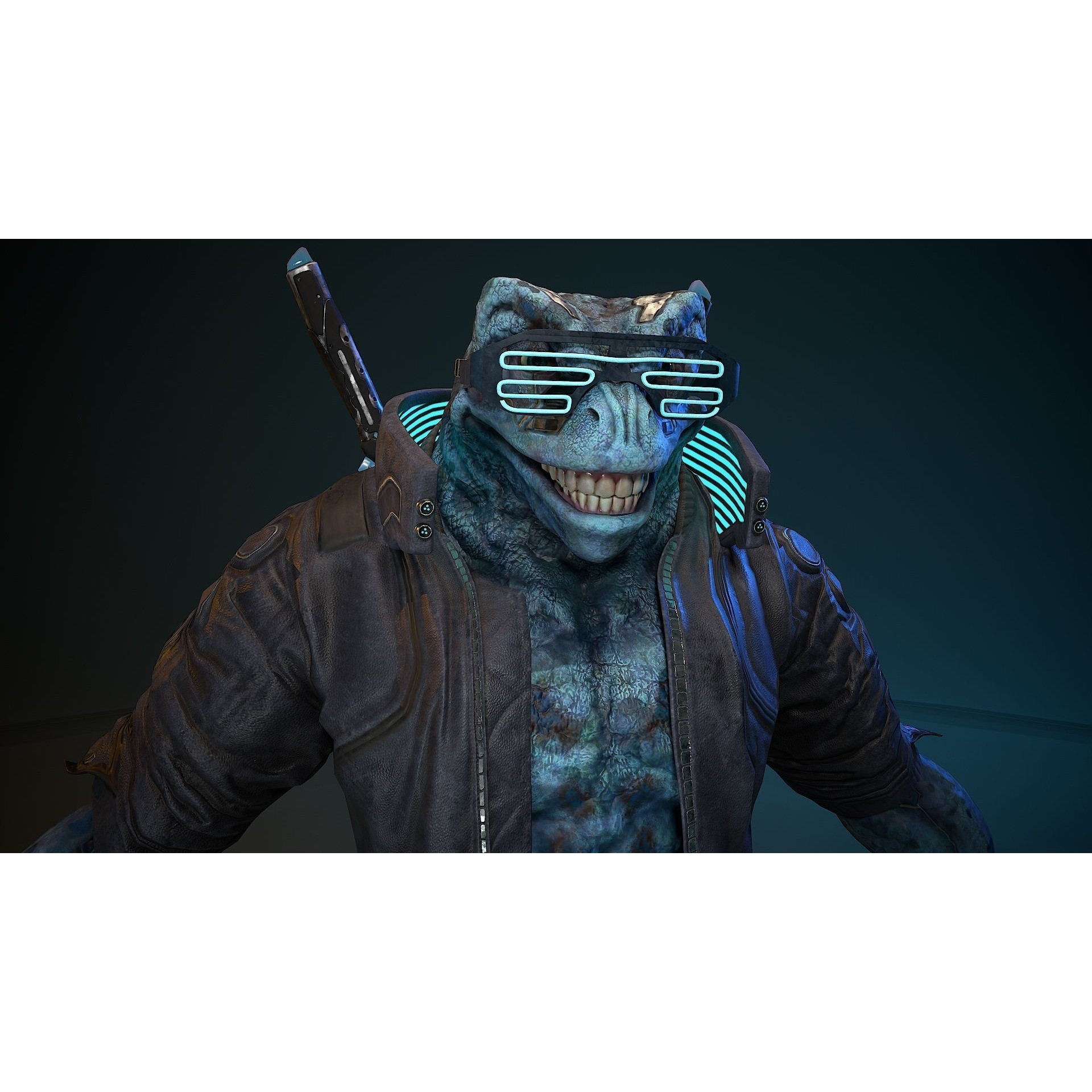 Cyberpunk Frog 3D Model – Low Poly Rigged Character, FBX - View 13