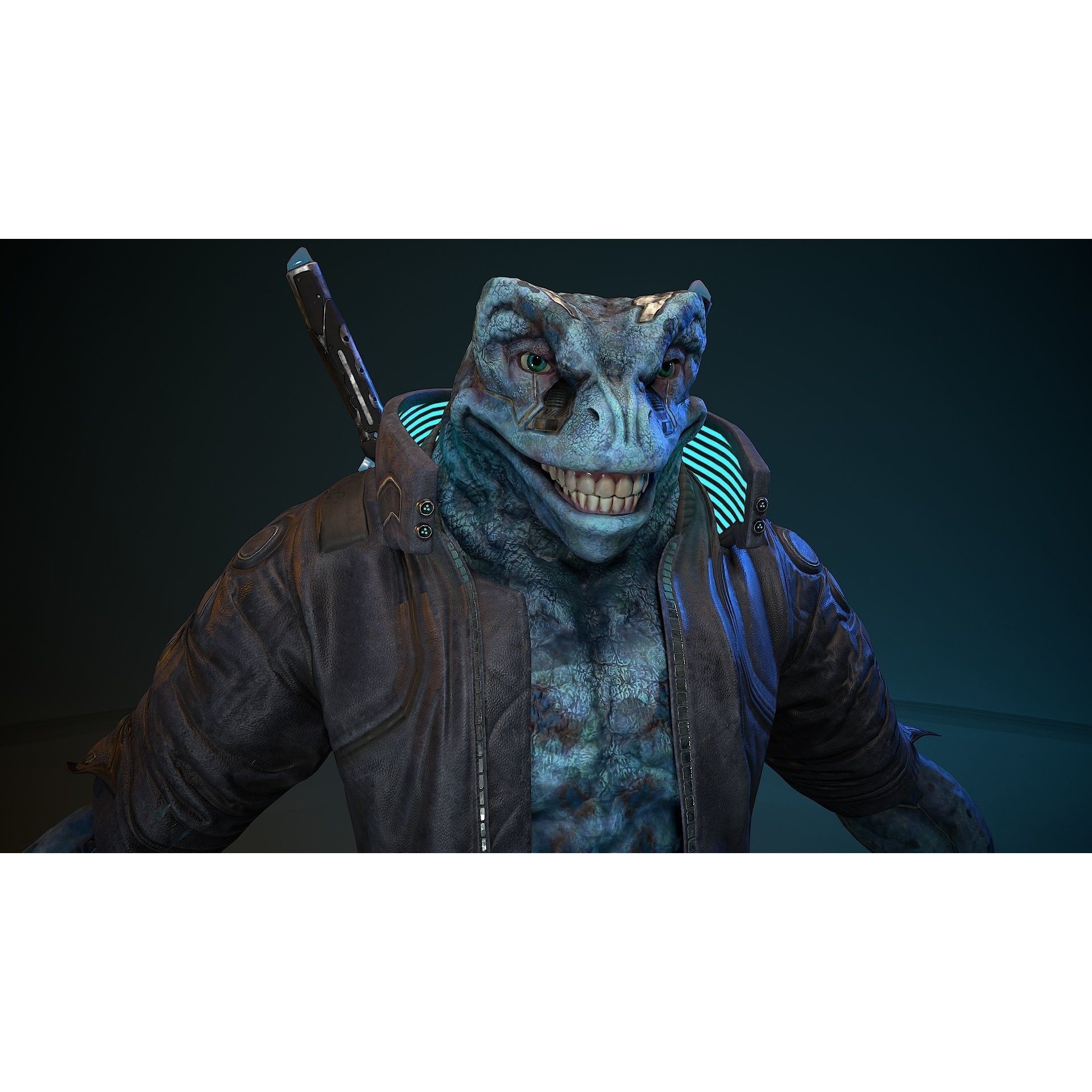 Cyberpunk Frog 3D Model – Low Poly Rigged Character, FBX - View 14