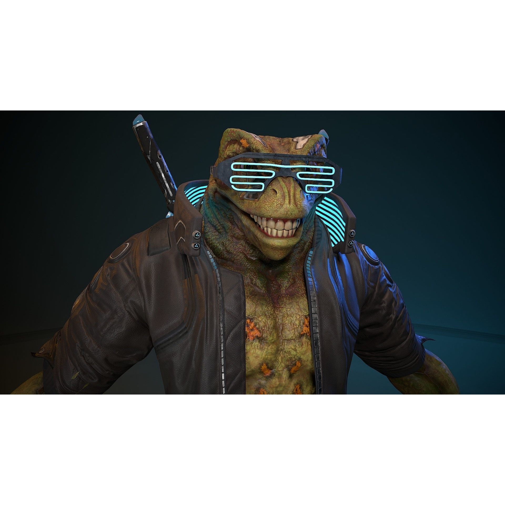 Cyberpunk Frog 3D Model – Low Poly Rigged Character, FBX - View 19