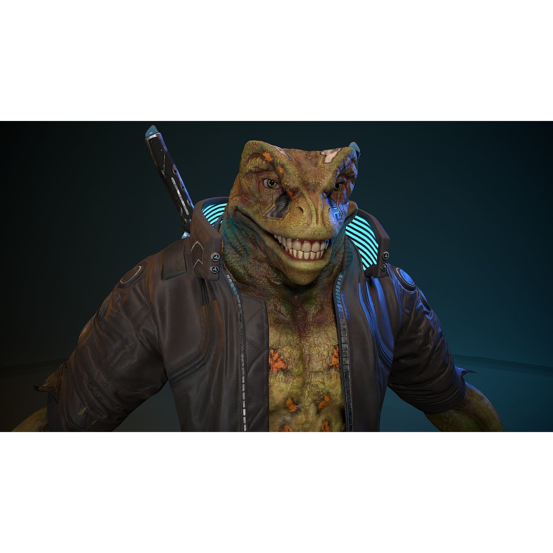 Cyberpunk Frog 3D Model – Low Poly Rigged Character, FBX - View 20