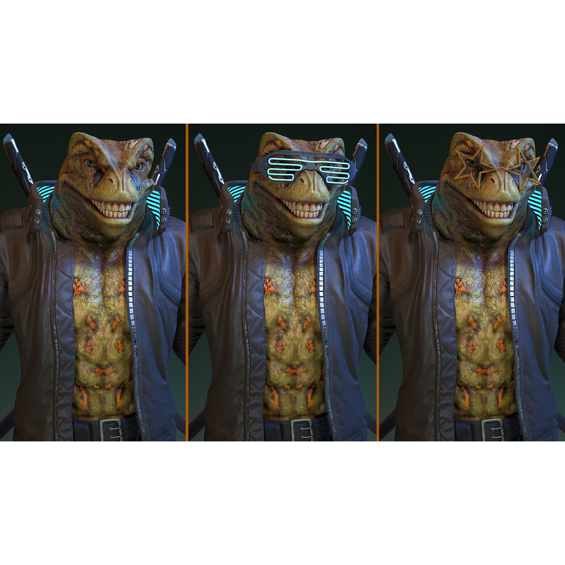 Cyberpunk Frog 3D Model – Low Poly Rigged Character, FBX - View 22
