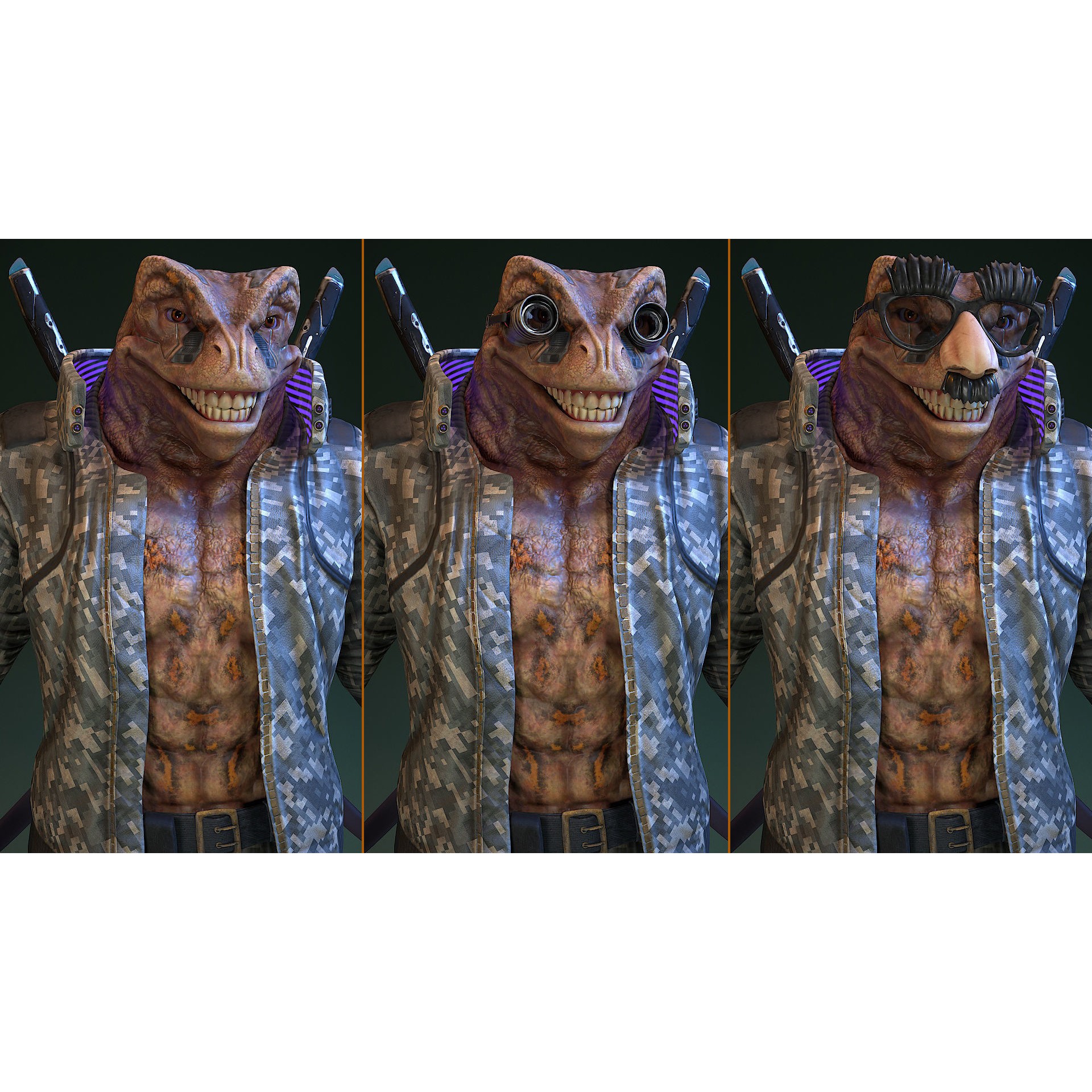 Cyberpunk Frog 3D Model – Low Poly Rigged Character, FBX - View 24