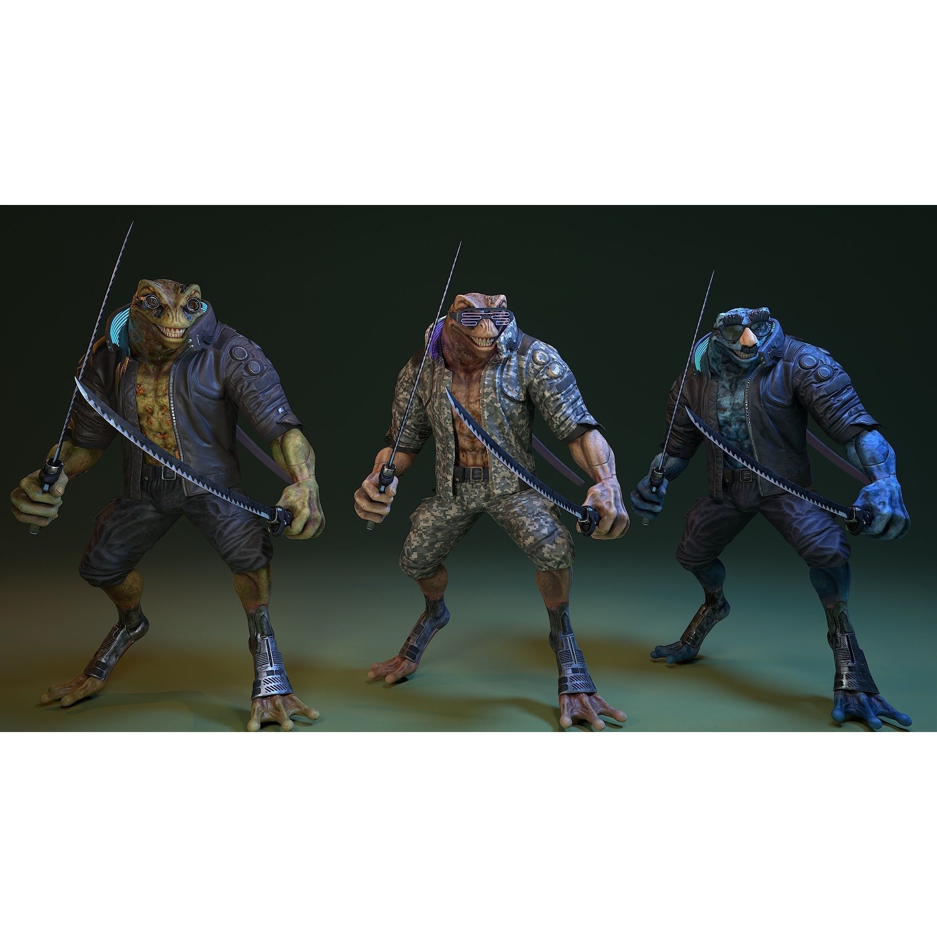 Cyberpunk Frog 3D Model – Low Poly Rigged Character, FBX - View 25