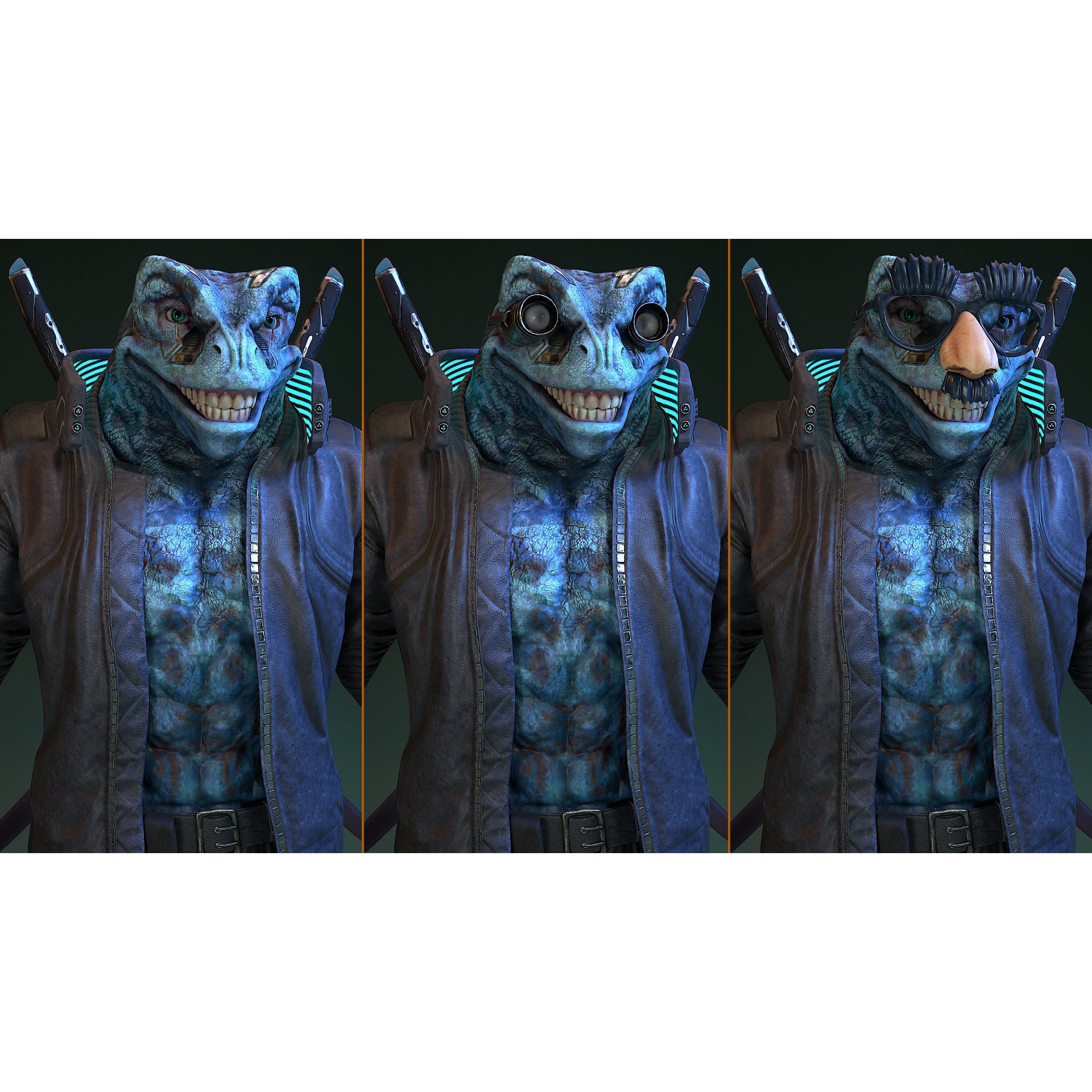 Cyberpunk Frog 3D Model – Low Poly Rigged Character, FBX - View 27