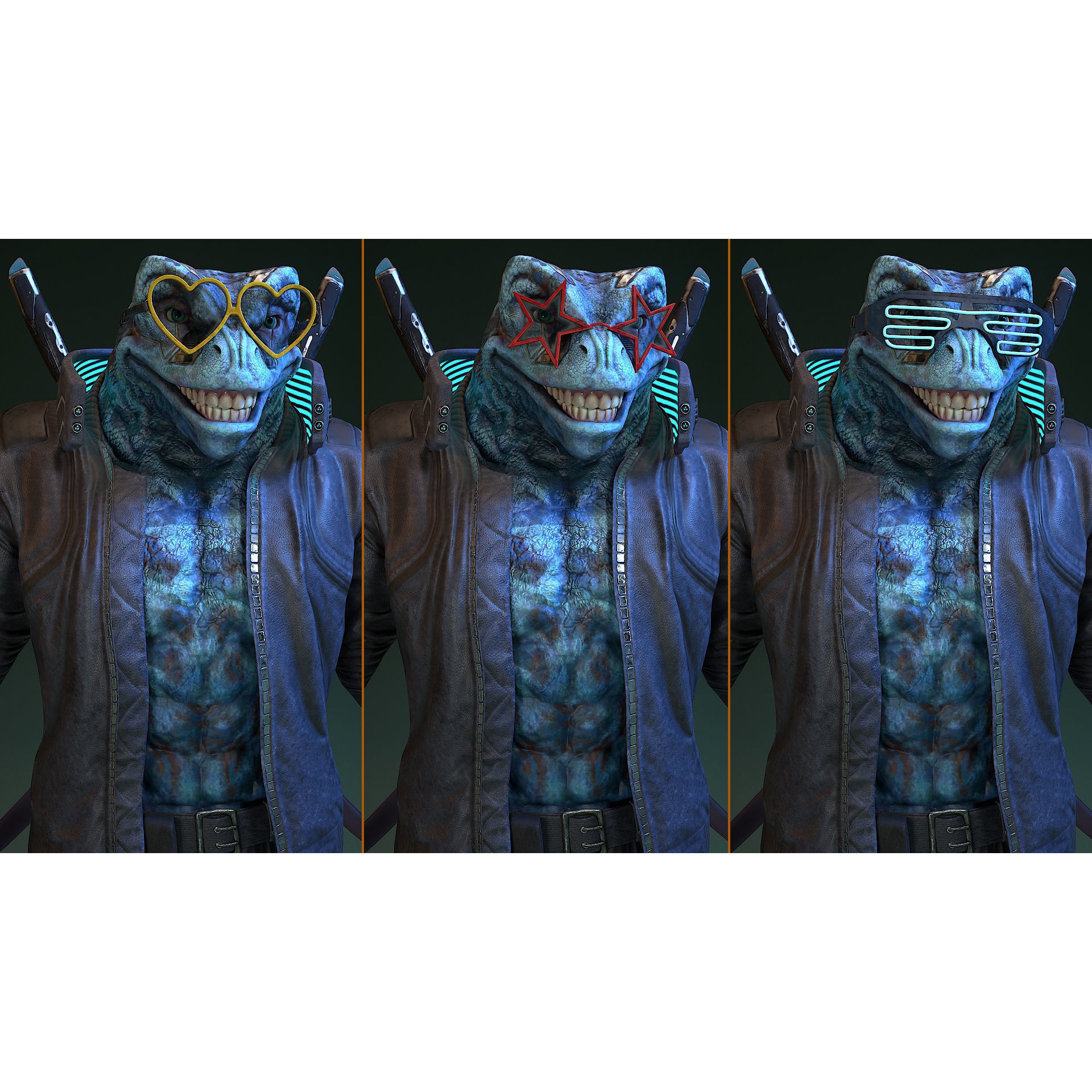 Cyberpunk Frog 3D Model – Low Poly Rigged Character, FBX - View 28