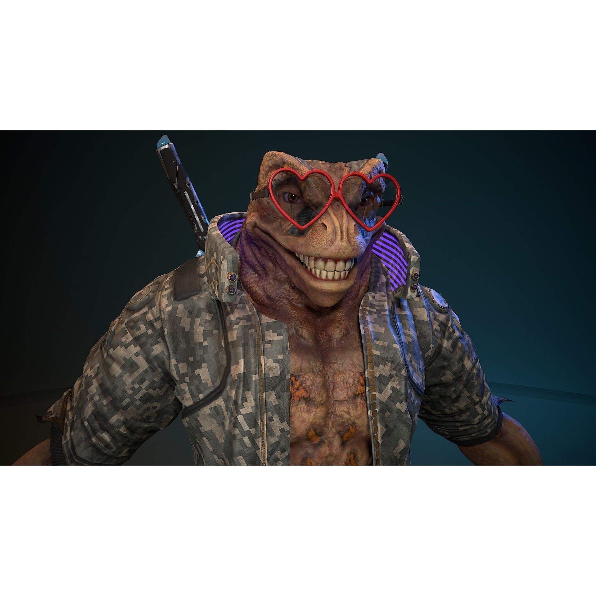 Cyberpunk Frog 3D Model – Low Poly Rigged Character, FBX - View 4