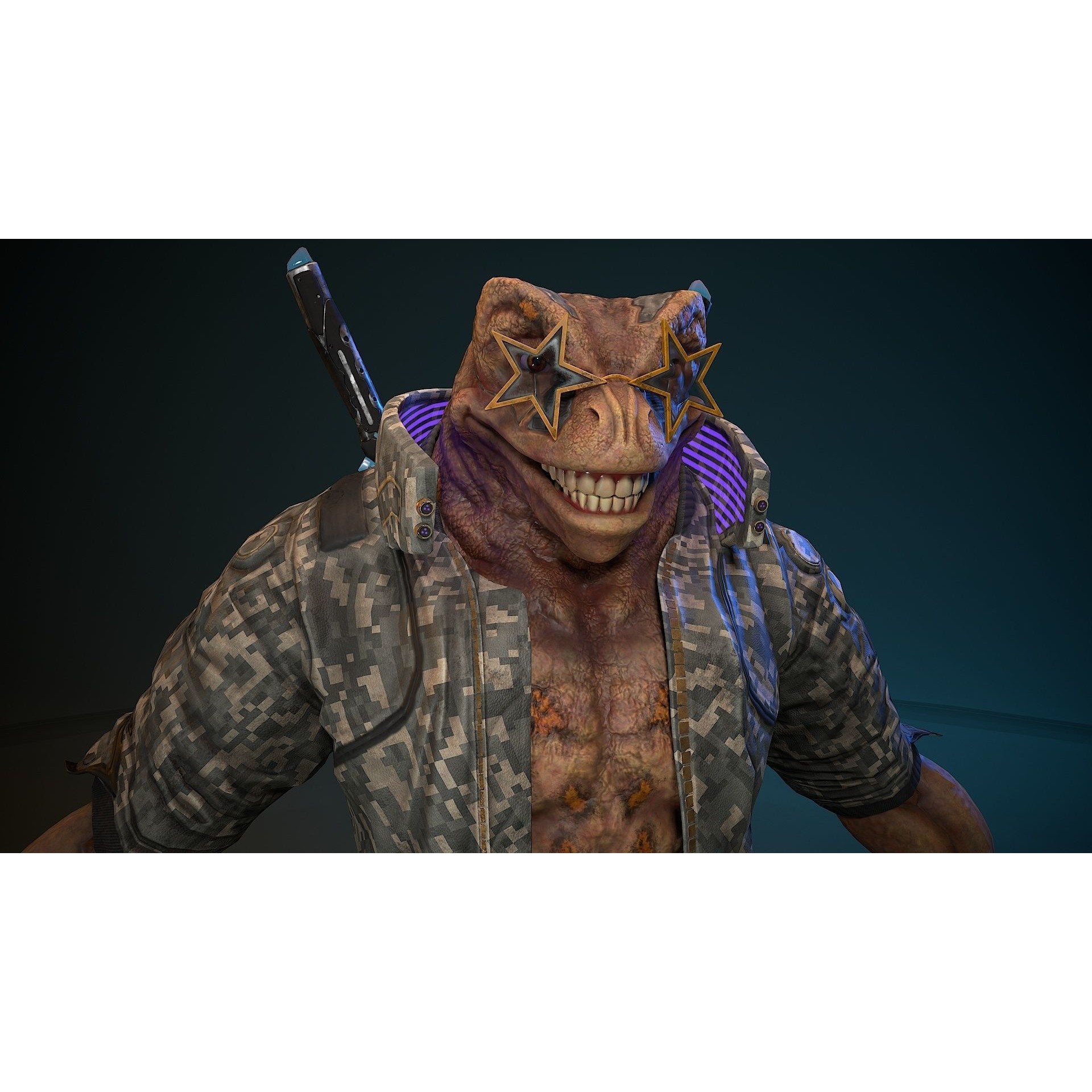 Cyberpunk Frog 3D Model – Low Poly Rigged Character, FBX - View 5