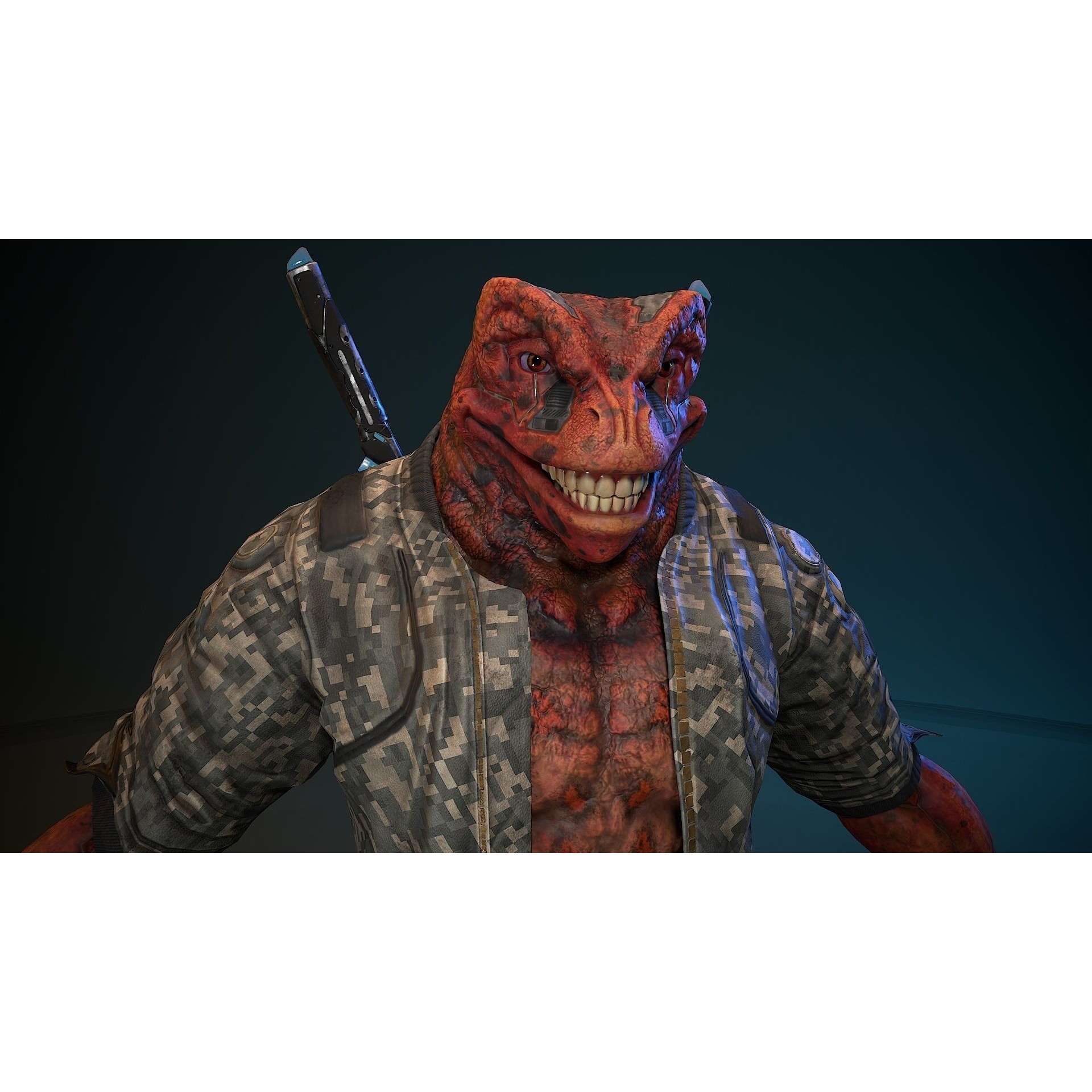 Cyberpunk Frog 3D Model – Low Poly Rigged Character, FBX - View 8