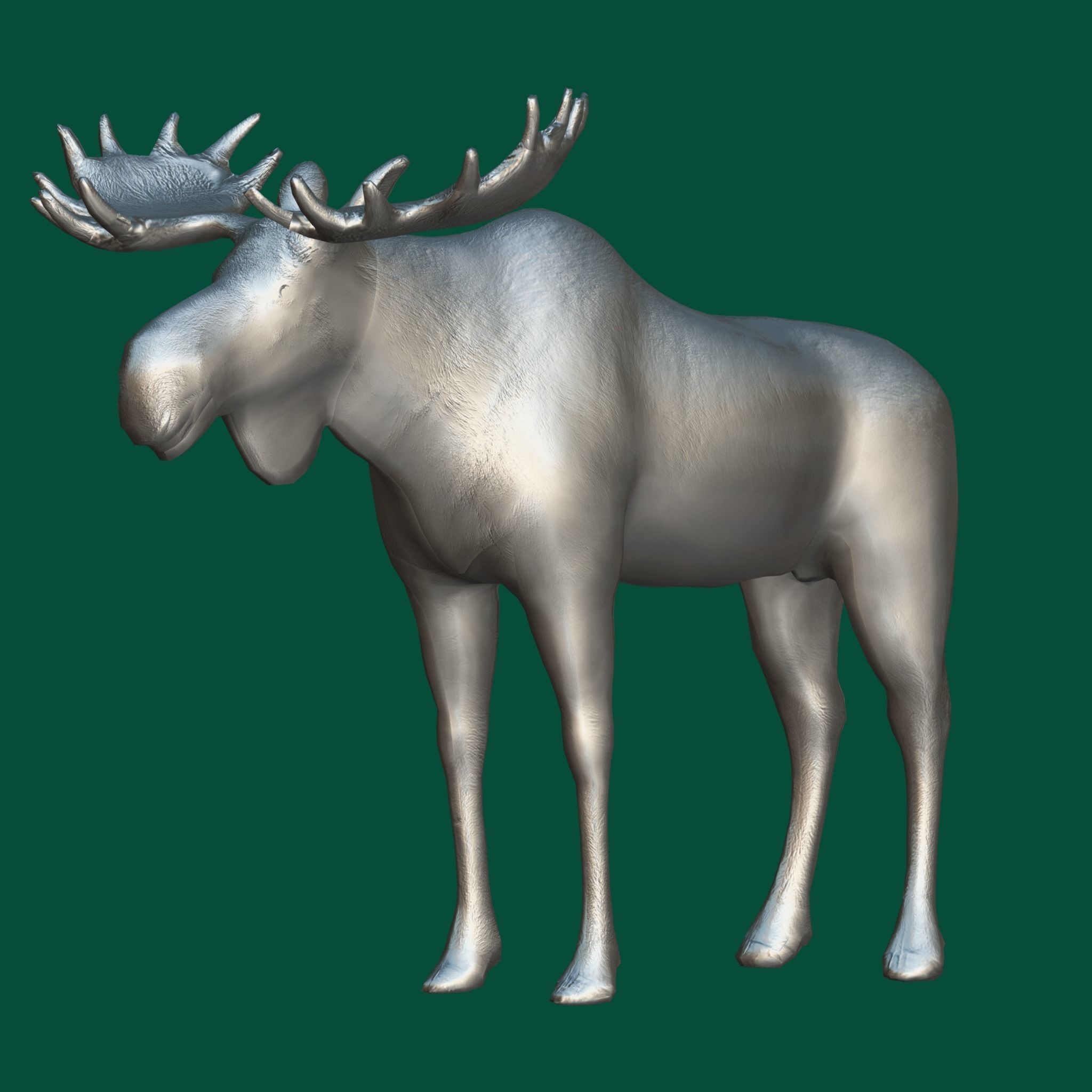 Eurasian Elk Moose 3D Model – Low Poly Game Asset, FBX, PBR Textures - View 19