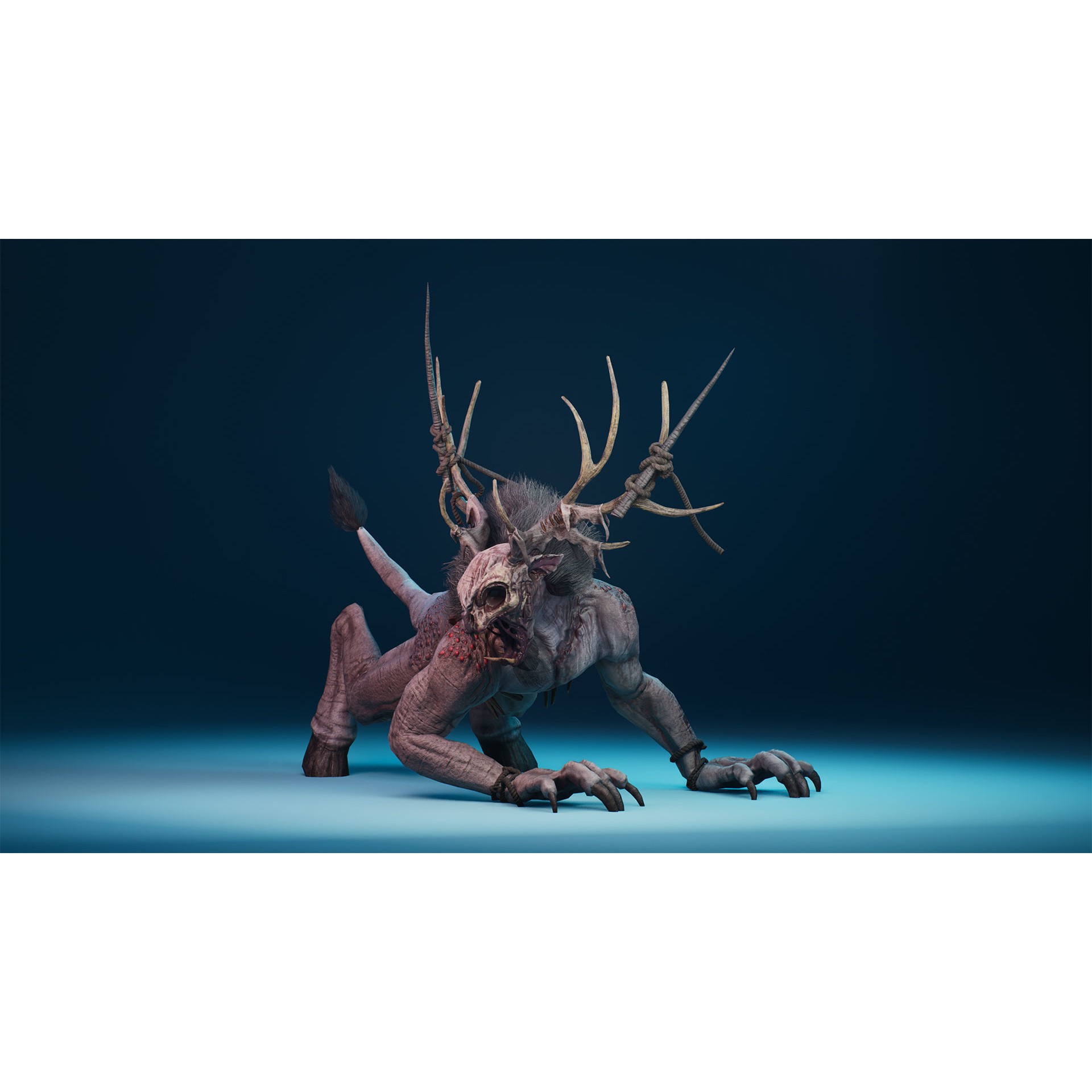 Mutant Deer 3D Model – Low Poly Character with 37 Animations, FBX - View 11