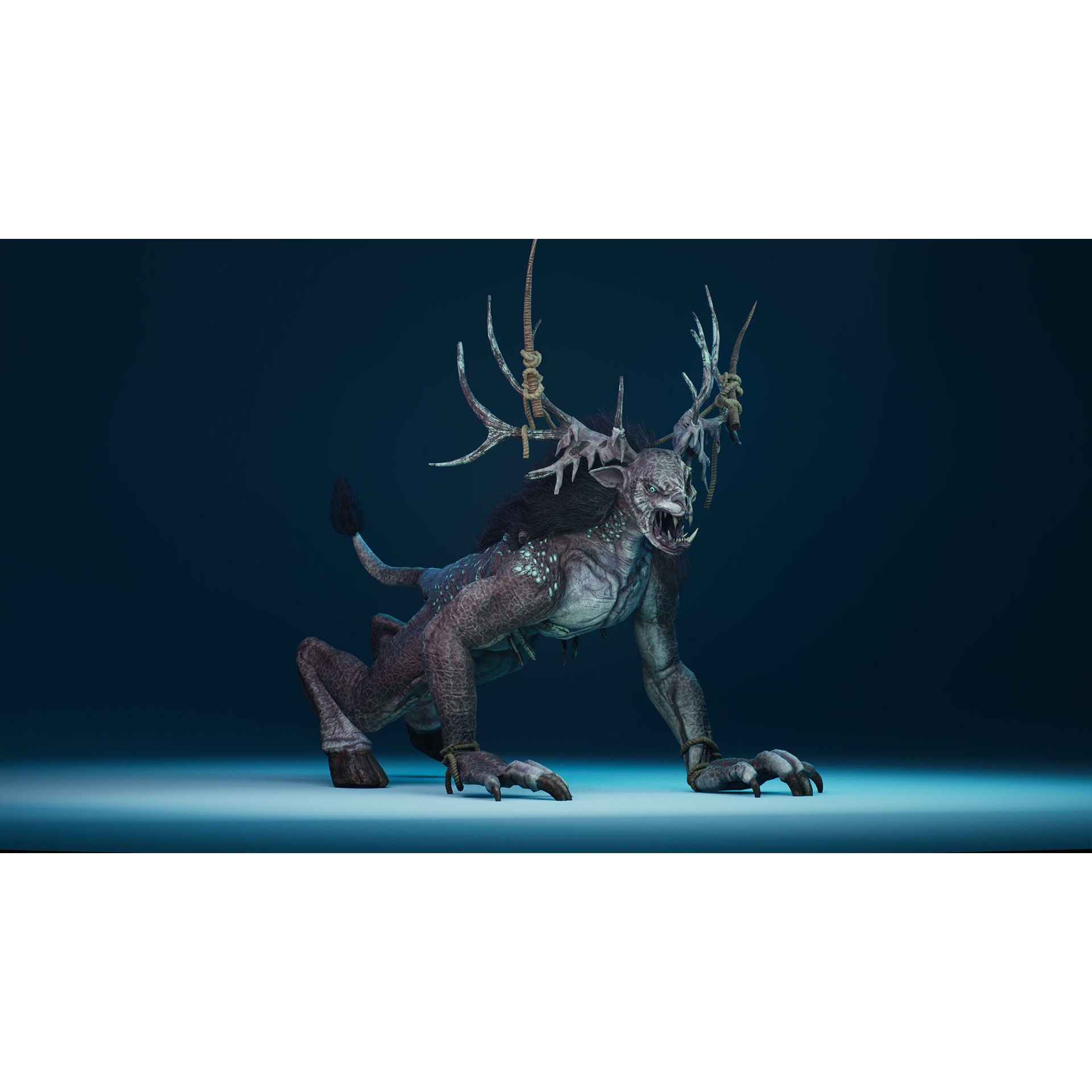 Mutant Deer 3D Model – Low Poly Character with 37 Animations, FBX - View 14
