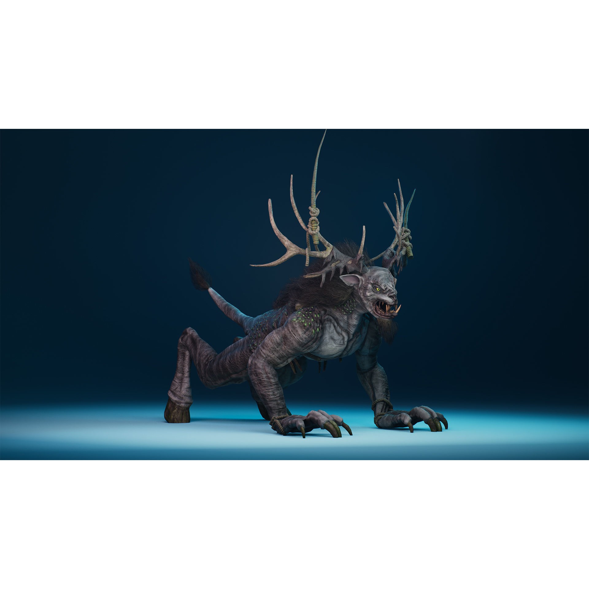 Mutant Deer 3D Model – Low Poly Character with 37 Animations, FBX - View 16